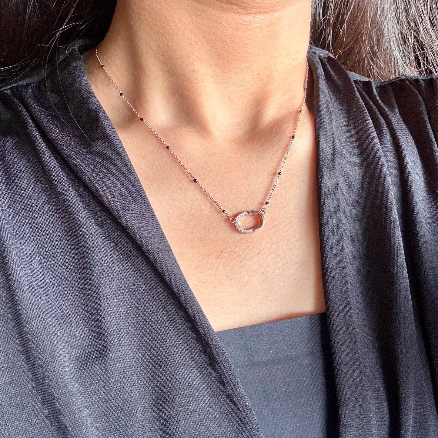 Ovie Mangalsutra Necklace Rosegold Plated 925 Silver