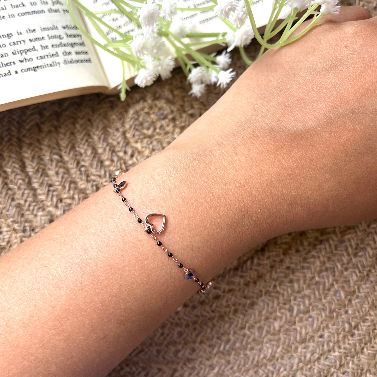Heart Charm Bracelet Rosegold Plated 925 Silver