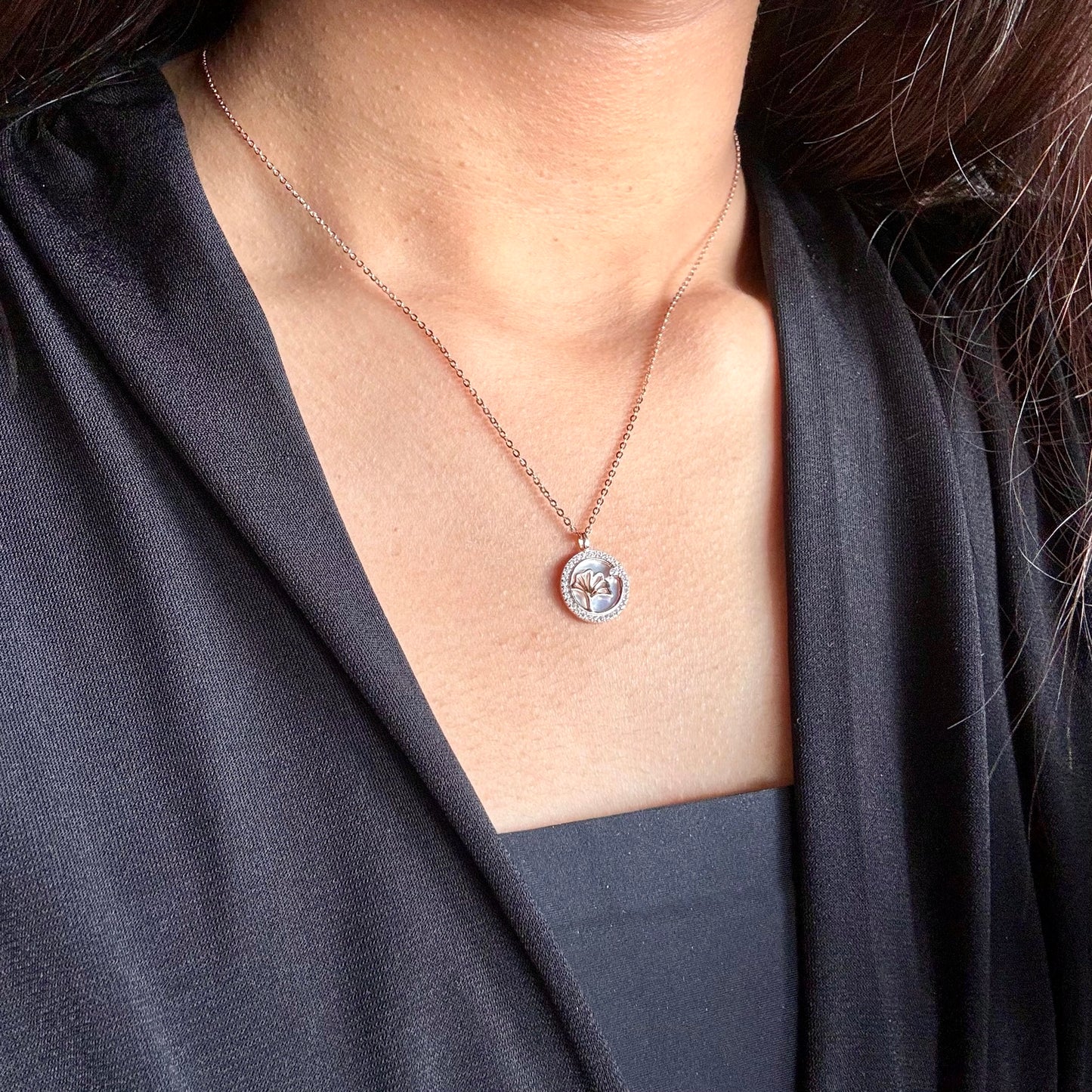 Marie Necklace Rosegold Plated Silver