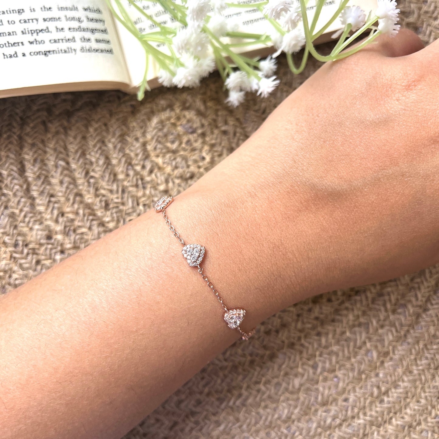 Heart Bracelet Rosegold Plated 925 Silver