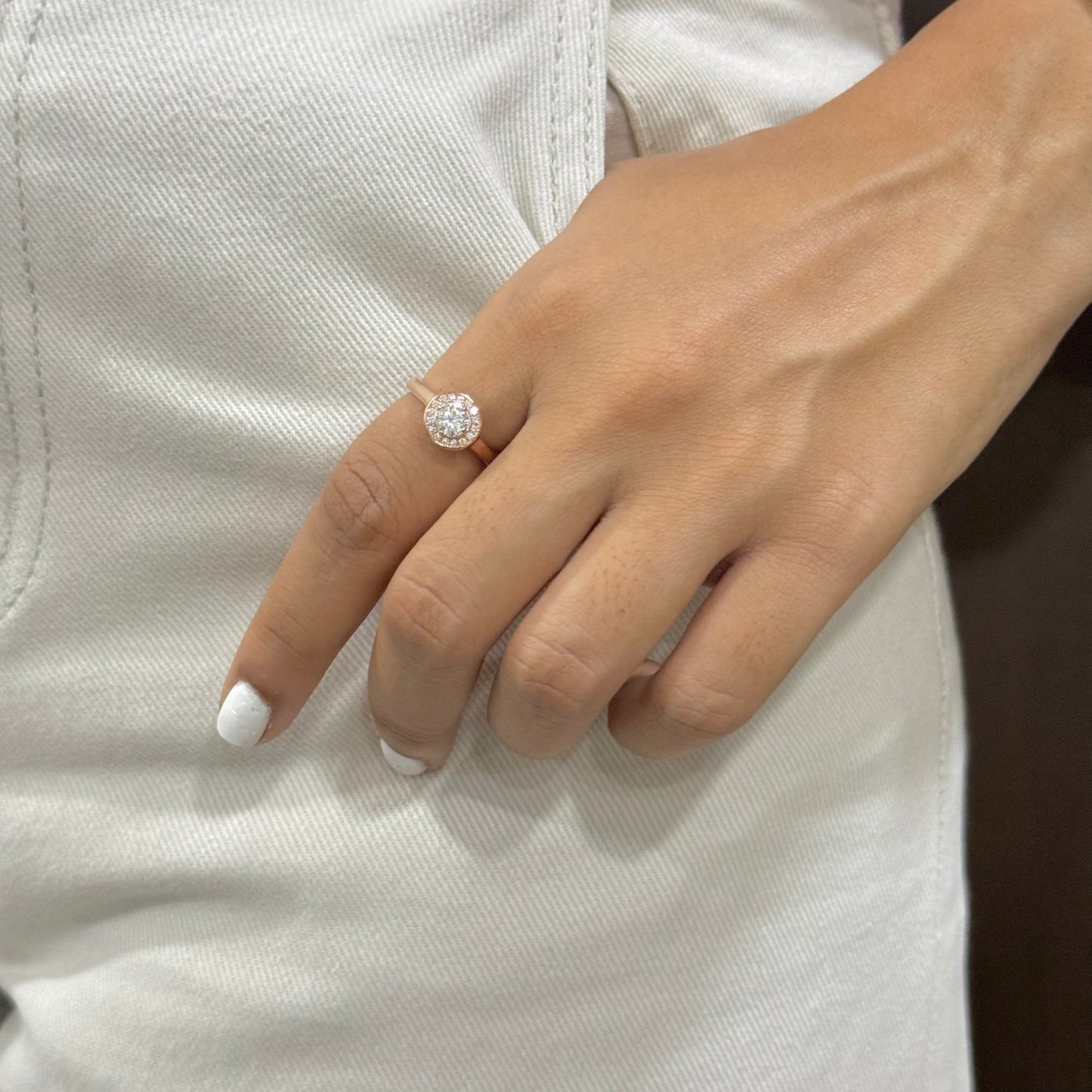 Halo Ring Rosegold Plated 925 Silver