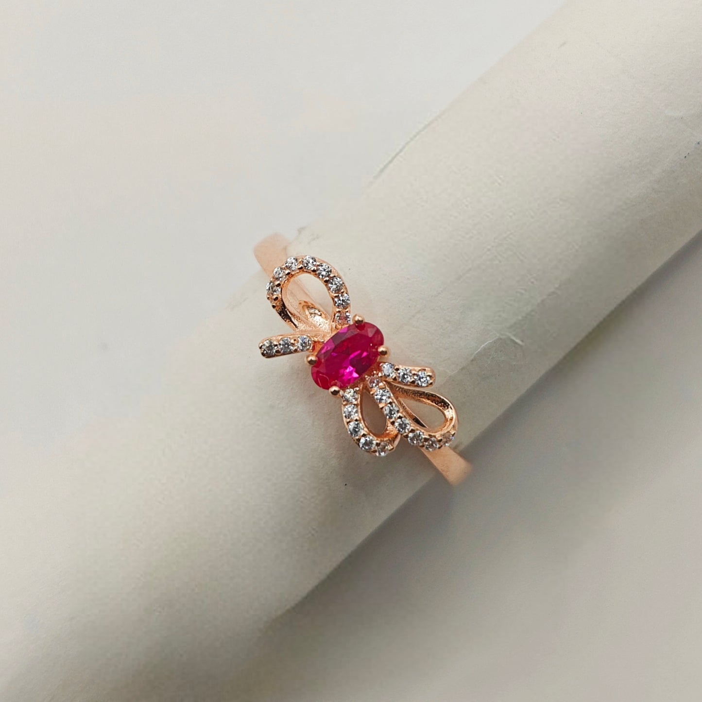 Bow Rosegold Plated Ring 925 Silver