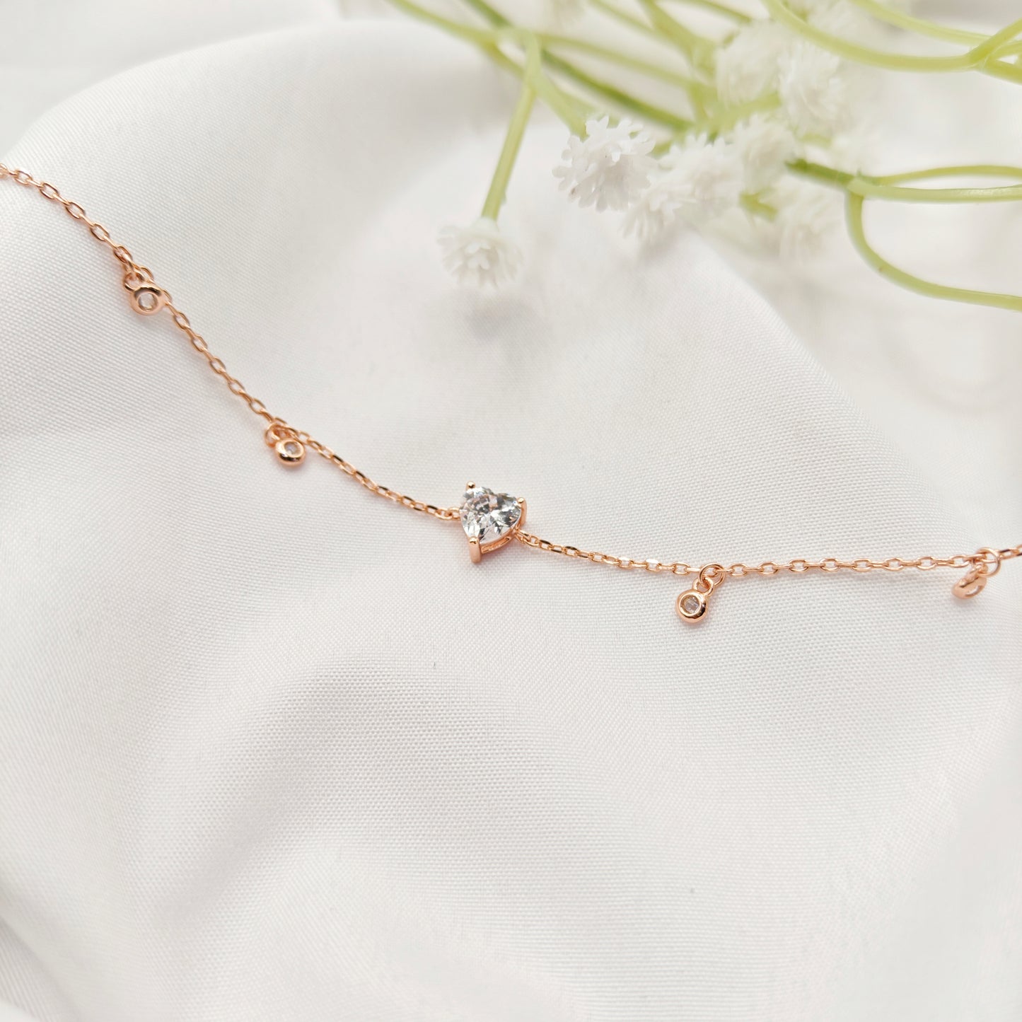 Heart Rosegold Plated Bracelet 925 Silver