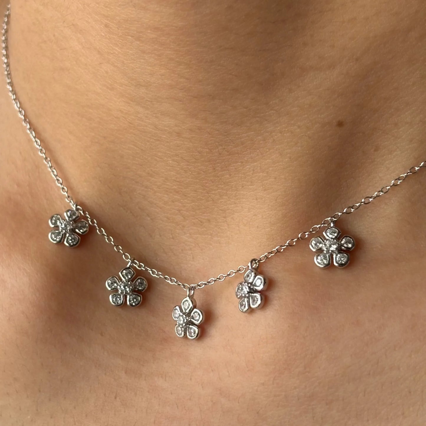 Wildflower Charm Necklace 925 Silver