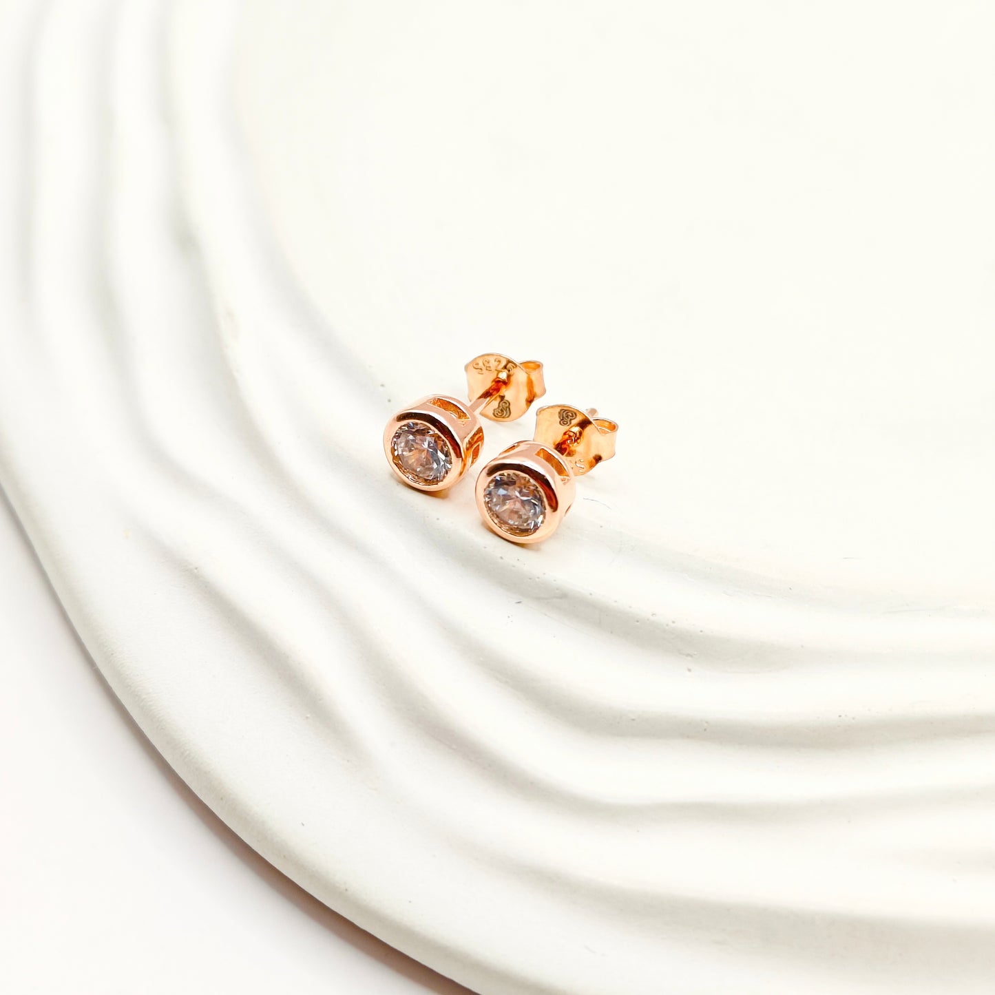 Drop Charm Rosegold Plated Jewellery Set 925 Silver
