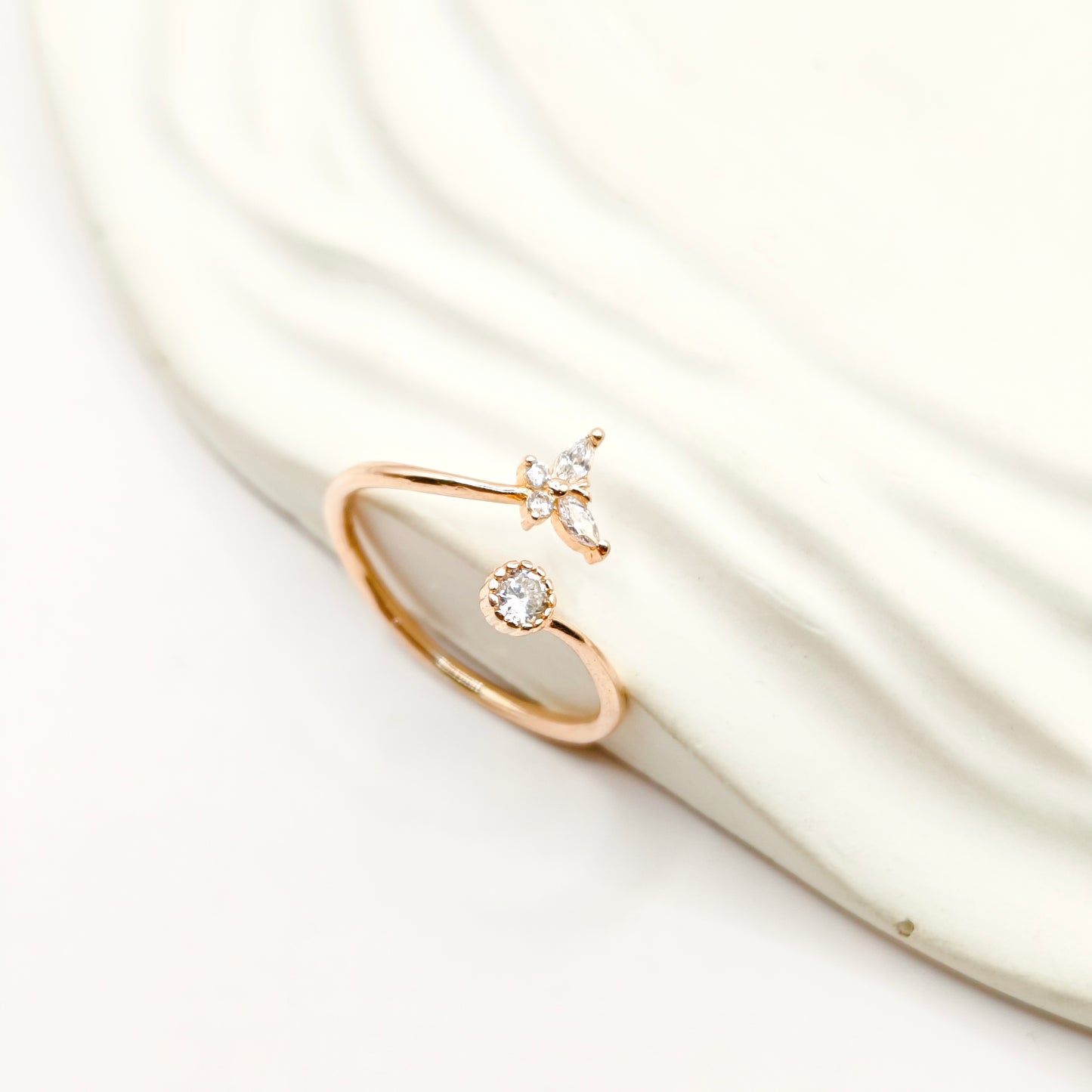 Butterfly Ring Rosegold Plated 925 Silver