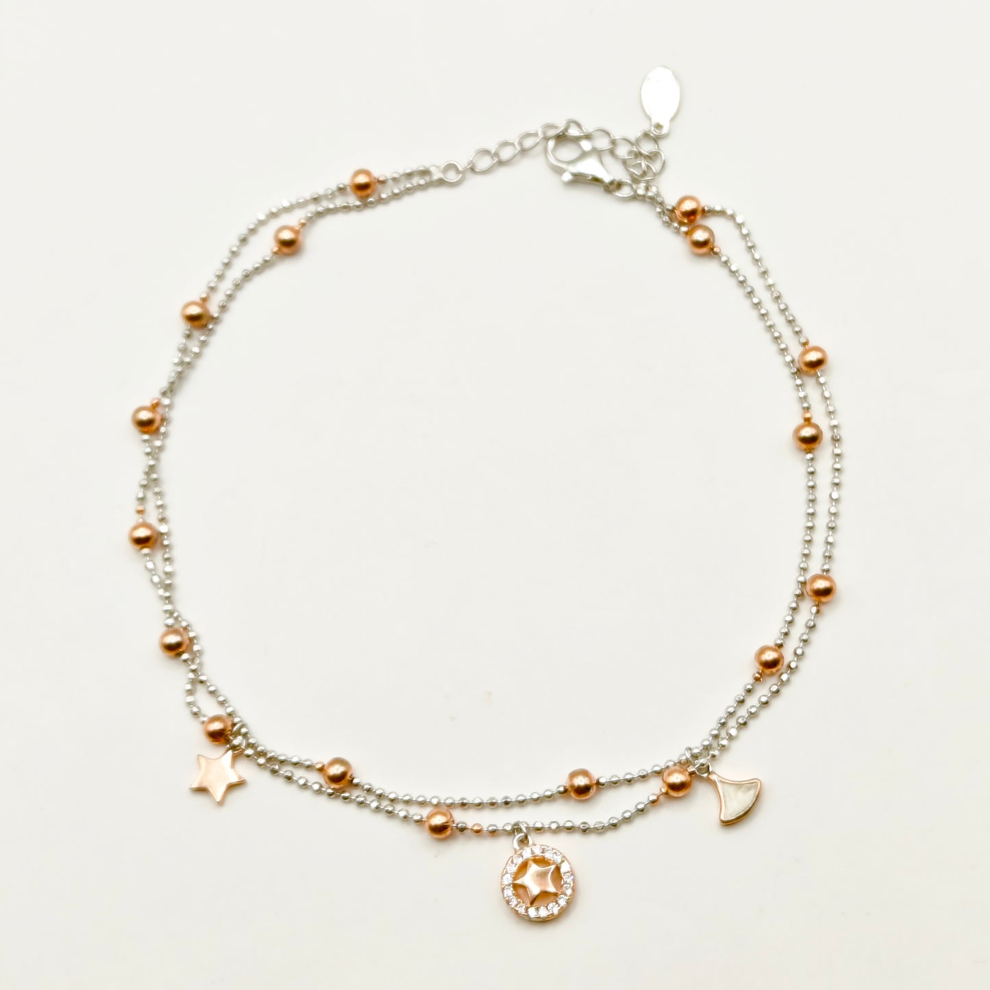 Charm Anklet Two-Tone 925 Silver