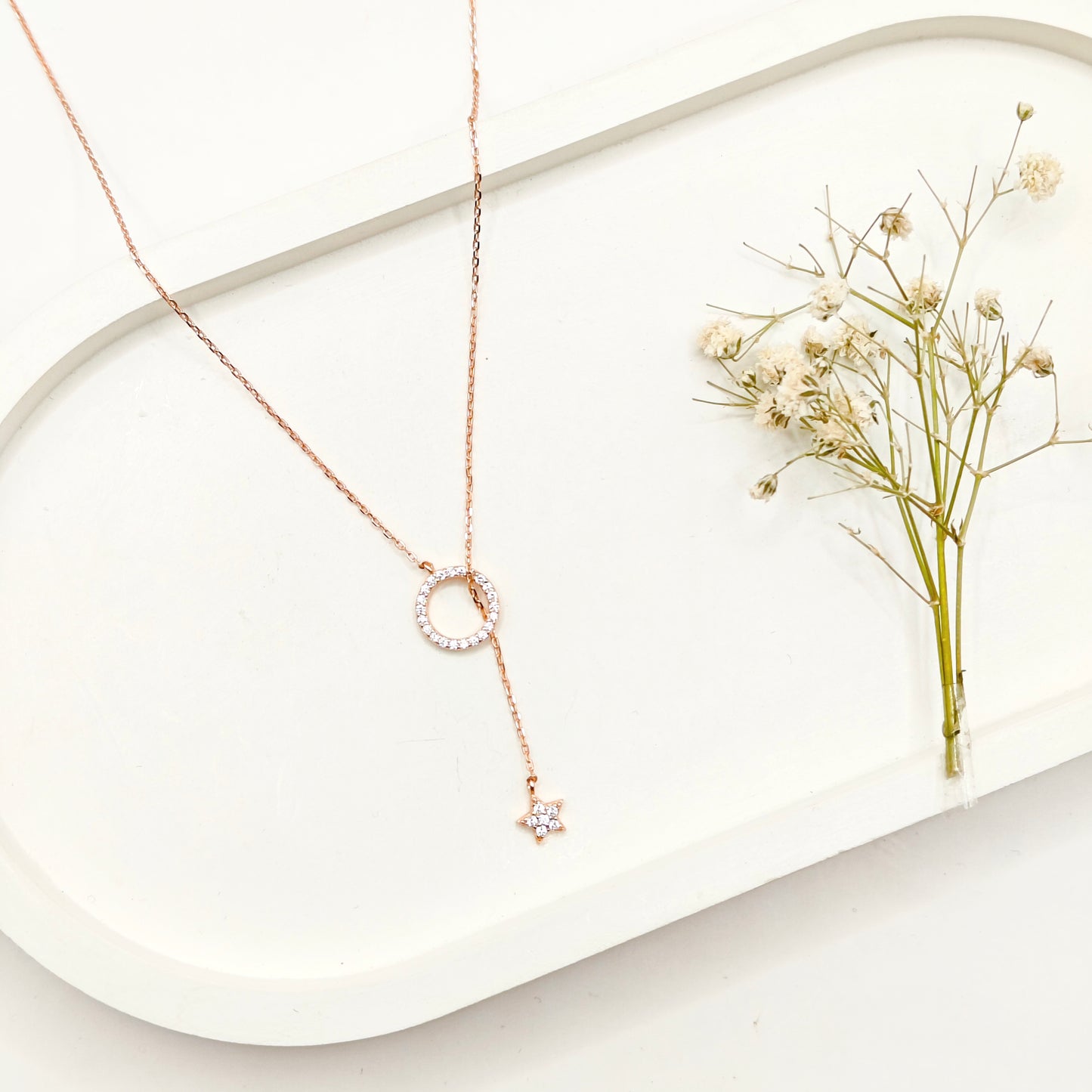 Eterna Star Rosegold Plated Necklace 925 Silver