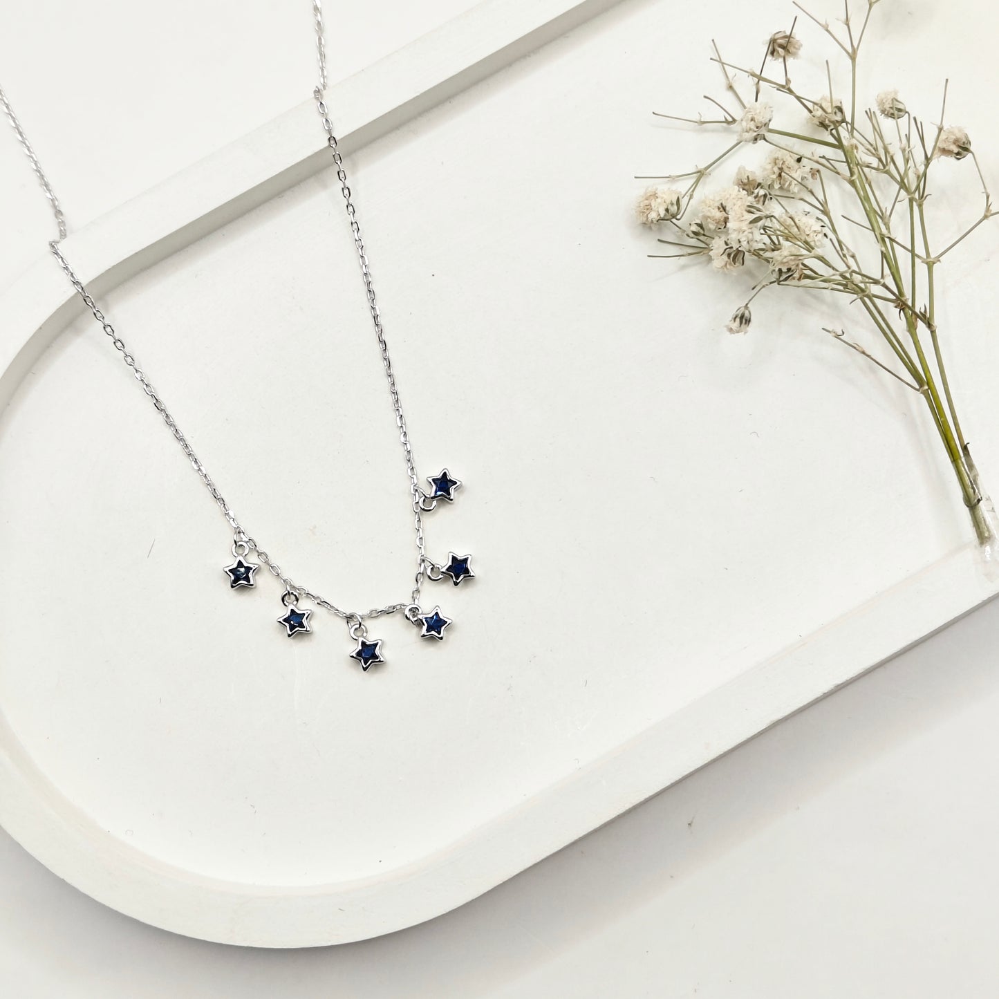 Blue Star Charm Necklace 925 Silver