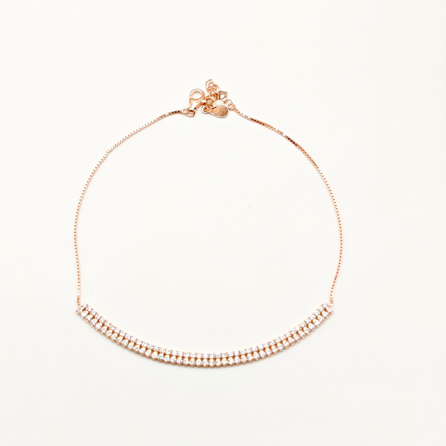 Tennis Rosegold Plated Anklet 925 Silver