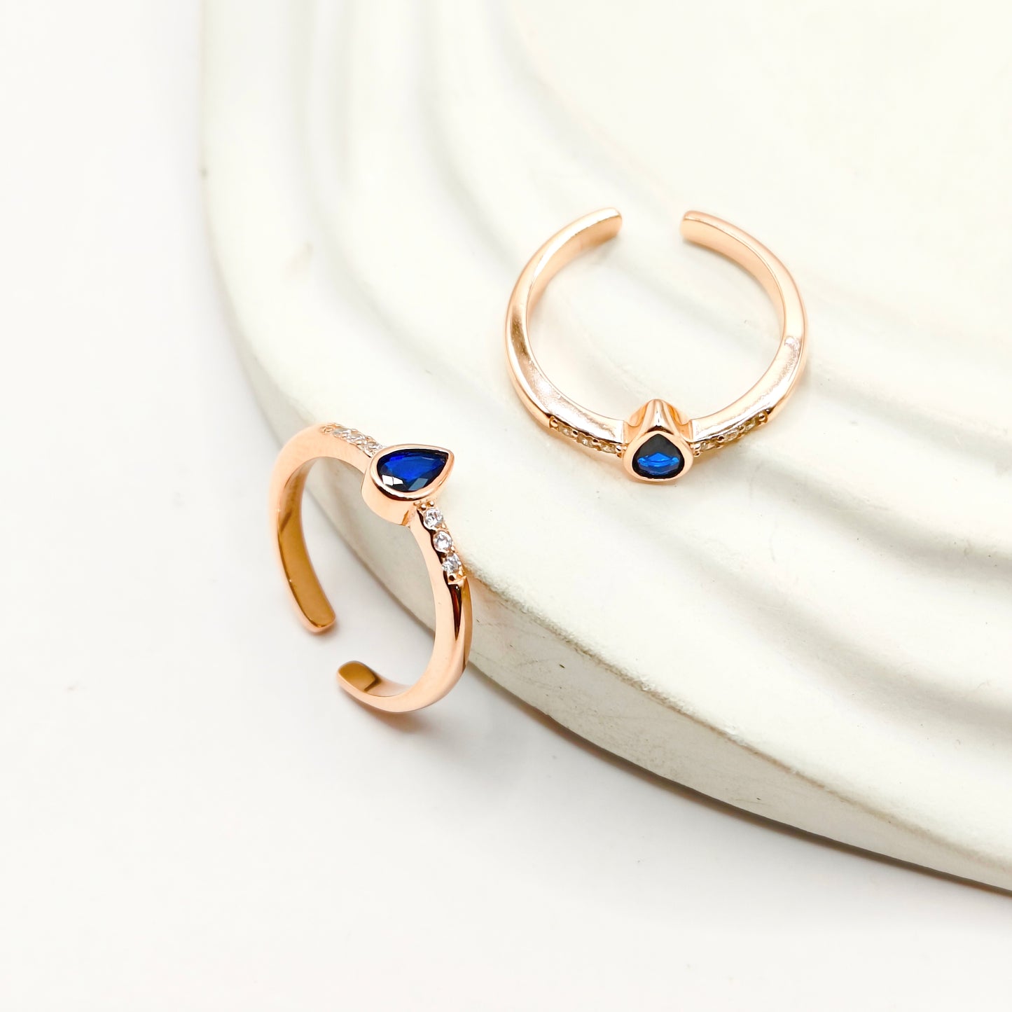 Drop Bezel Blue Rosegold Plated Toering 925 Silver