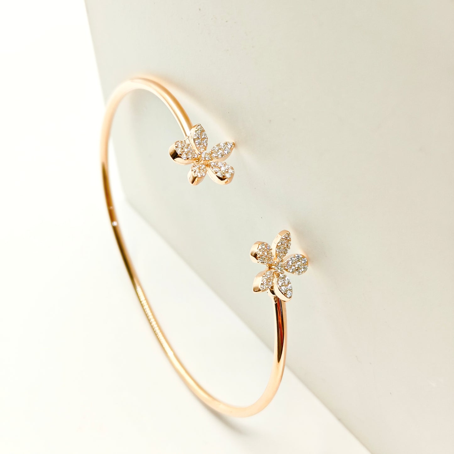 Flower Rosegold Plated Cuff Bracelet 925 Silver