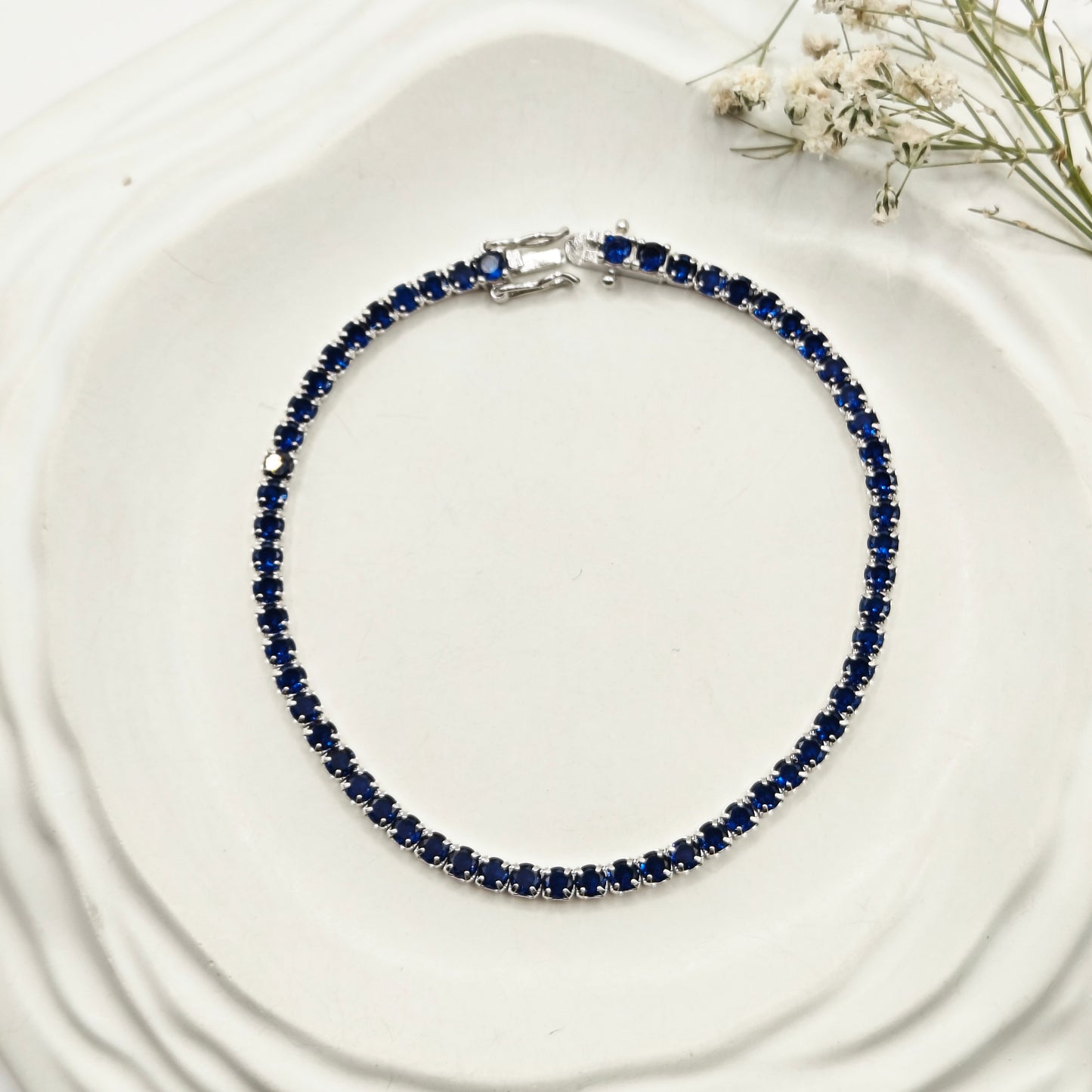 Sapphire Tennis Bracelet 925 Silver