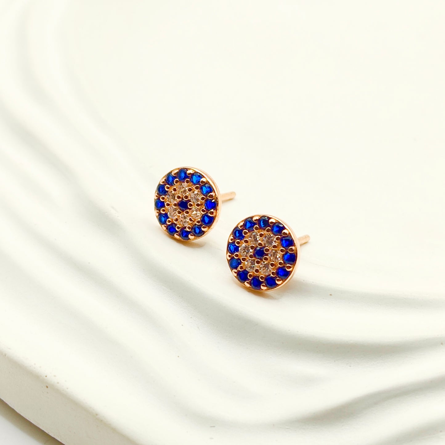 Evil Eye Earrings Rosegold Plated 925 Silver