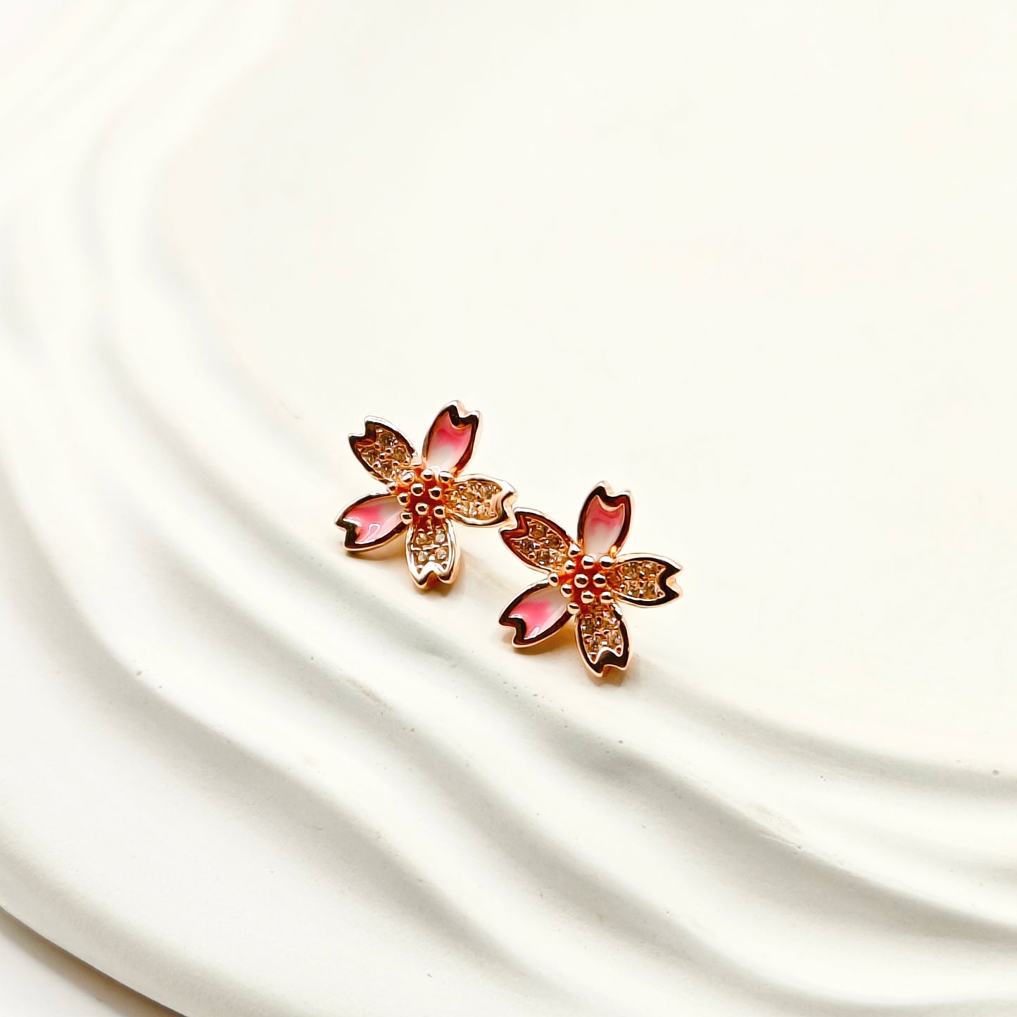 Rose Duet Rosegold Earrings 925 Silver