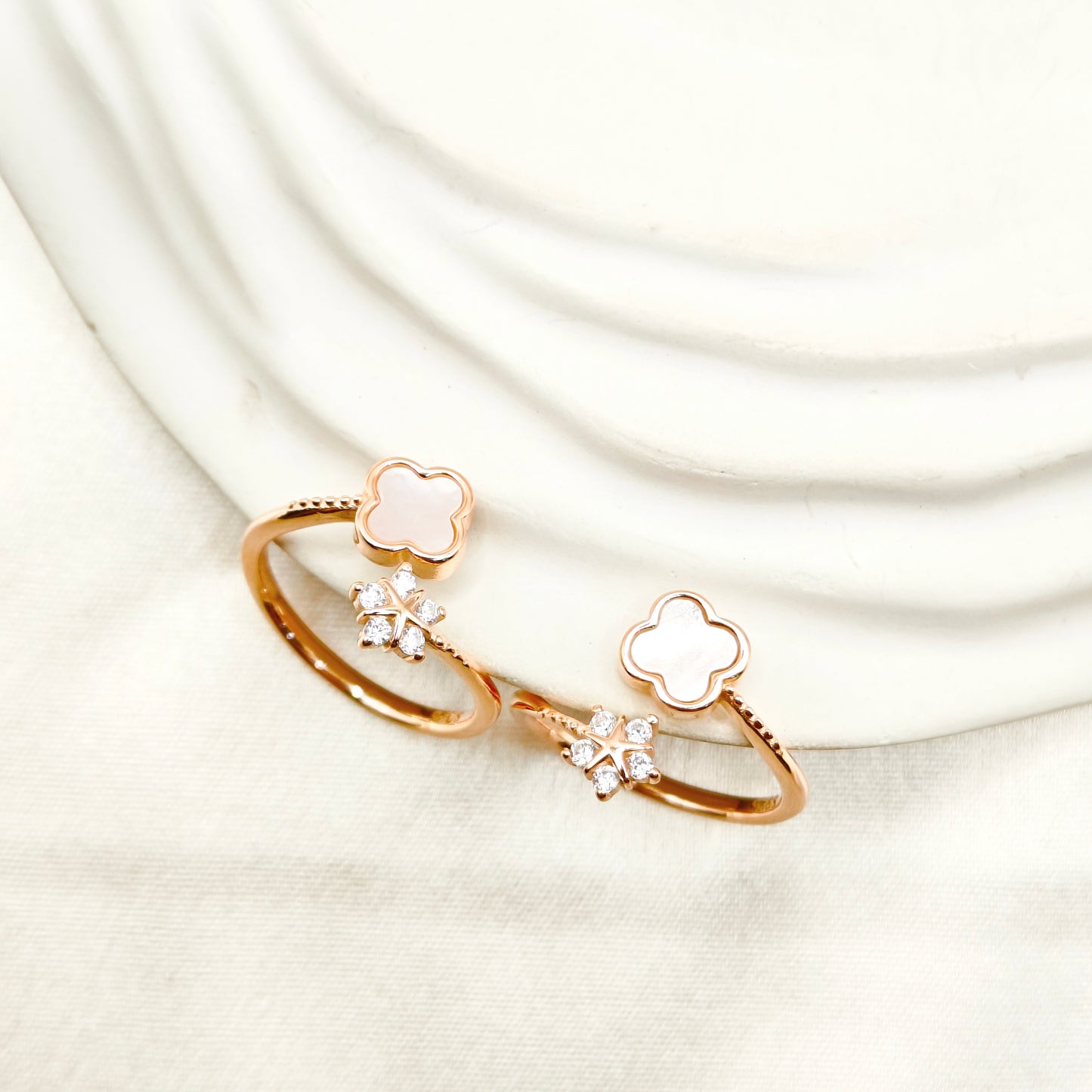 Clover Rosegold Plated Toering 925 Silver