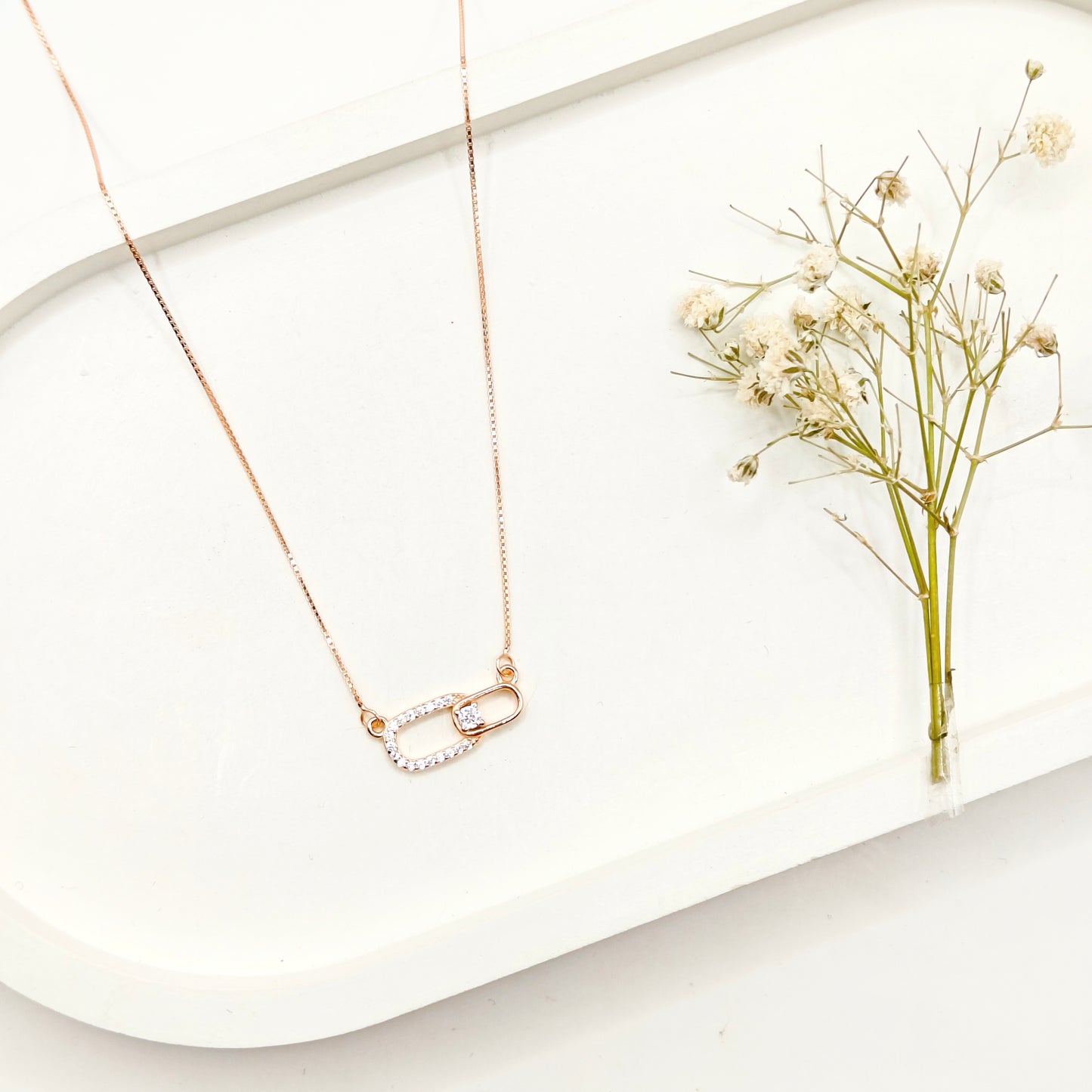 Entwined Rosegold Plated Necklace 925 Silver