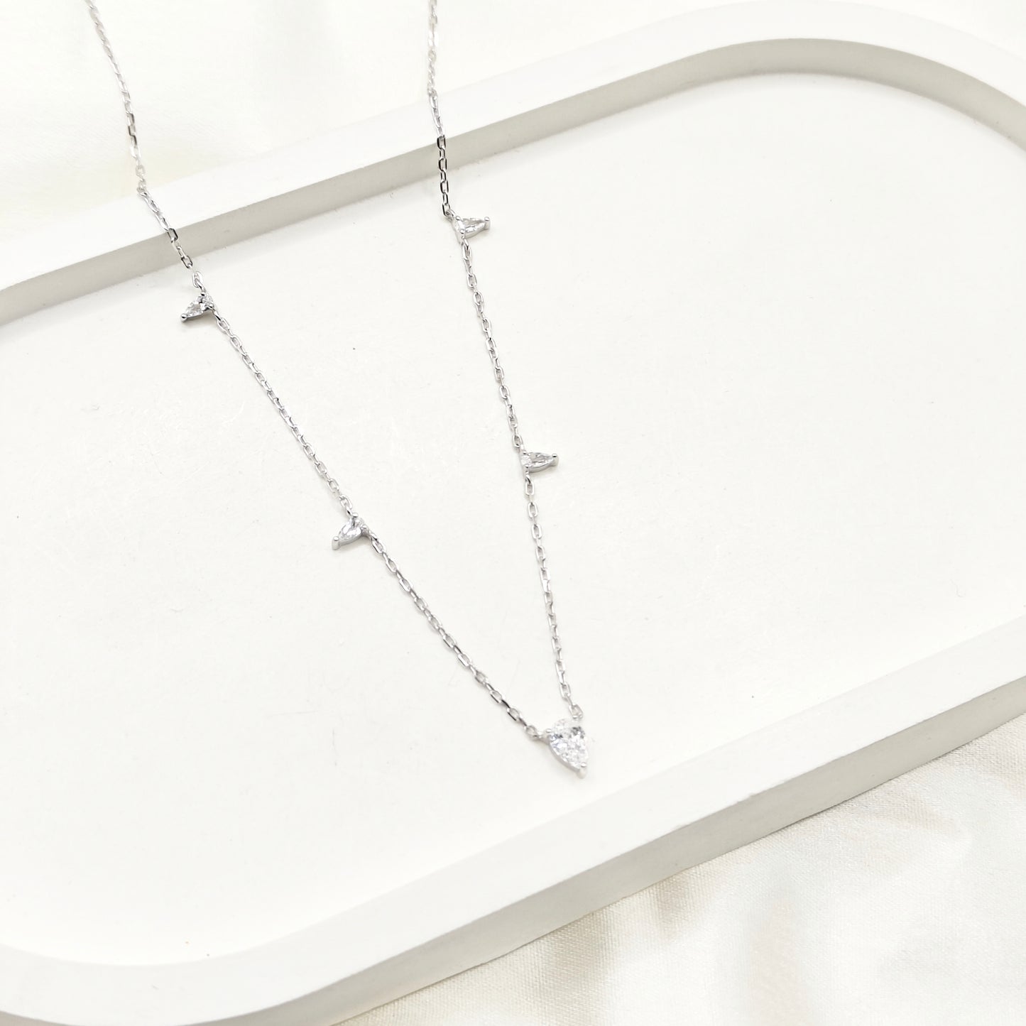 Pear Solitaire Necklace 925 Silver