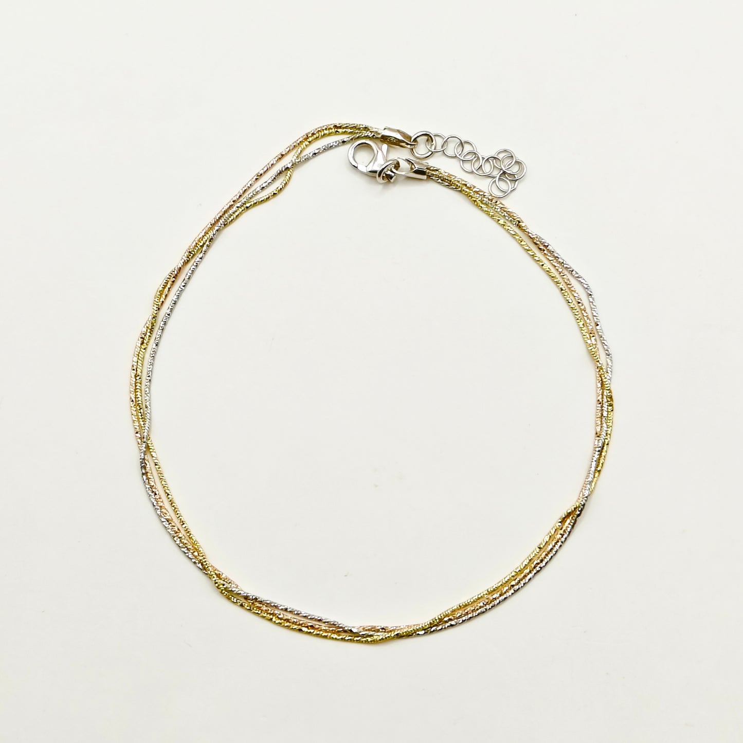 Isa Layered Three-Tone Anklet 925 Silver