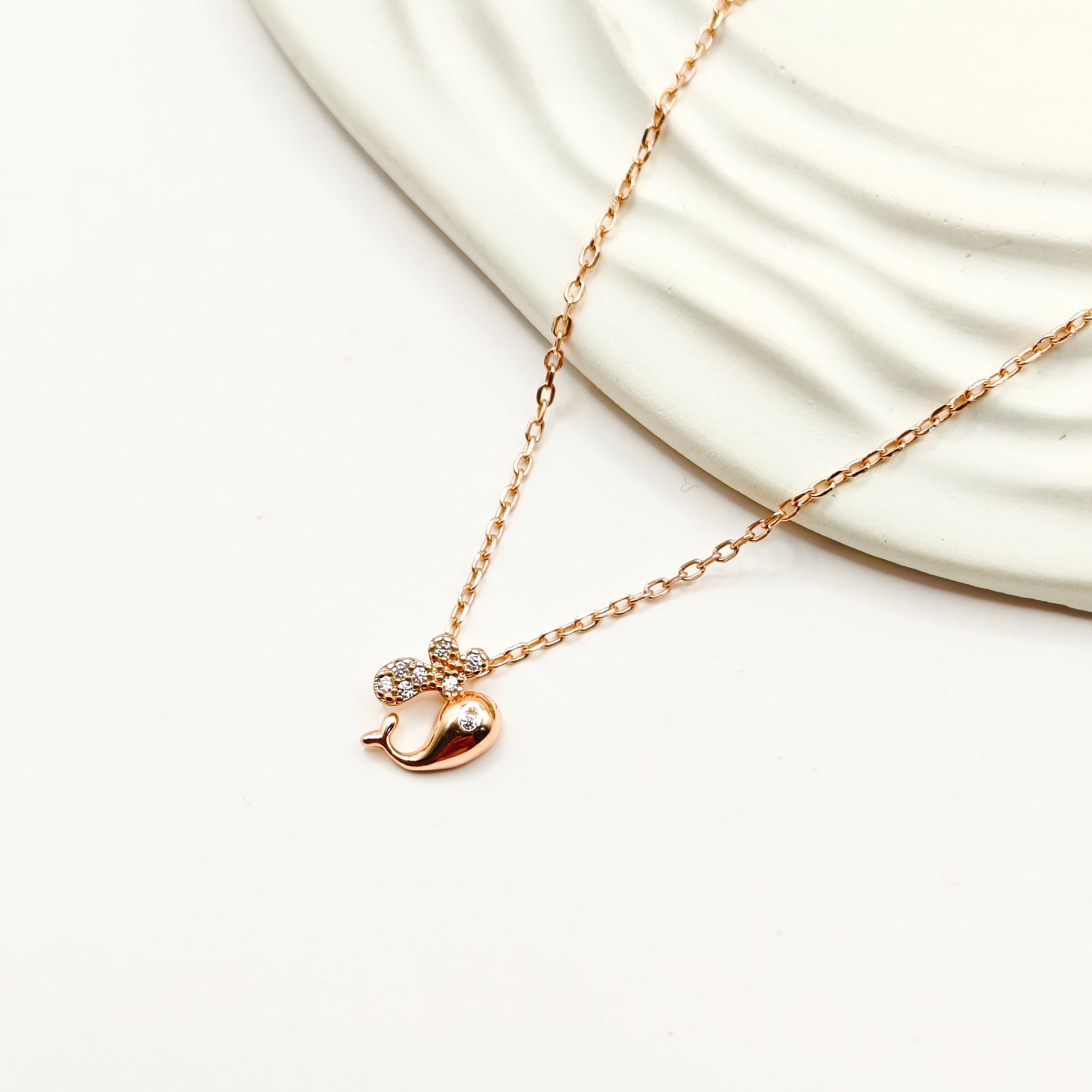 Dolphin Rosegold Plated Jewellery Set 925 Silver