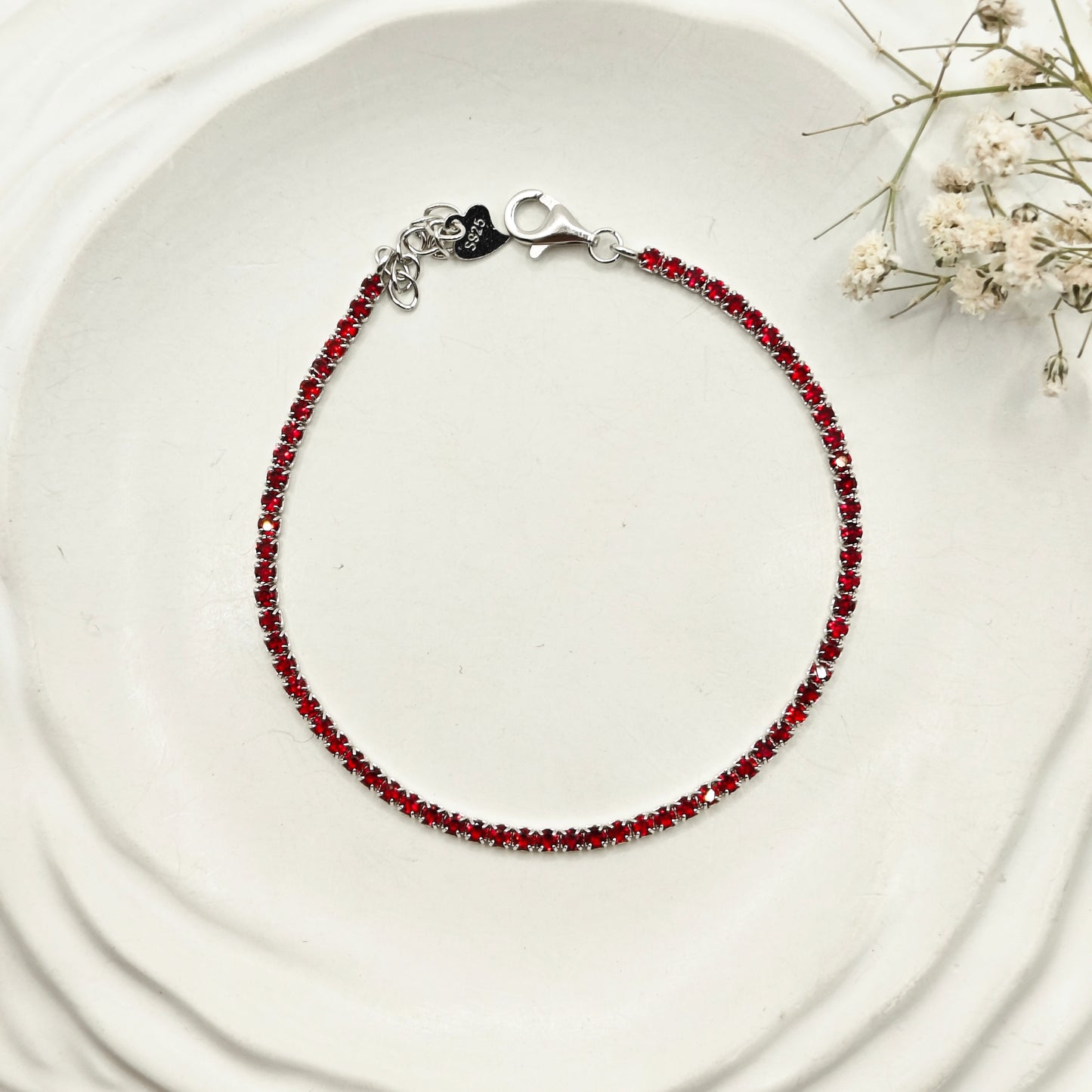 Ruby Red Tennis Bracelet 925 Silver