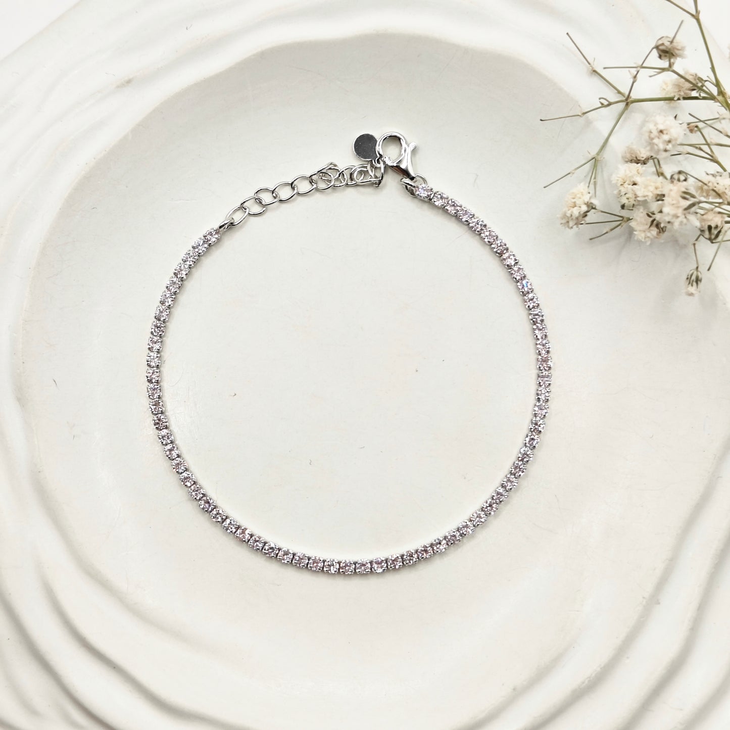 Light Pink Tennis Bracelet 925 Silver