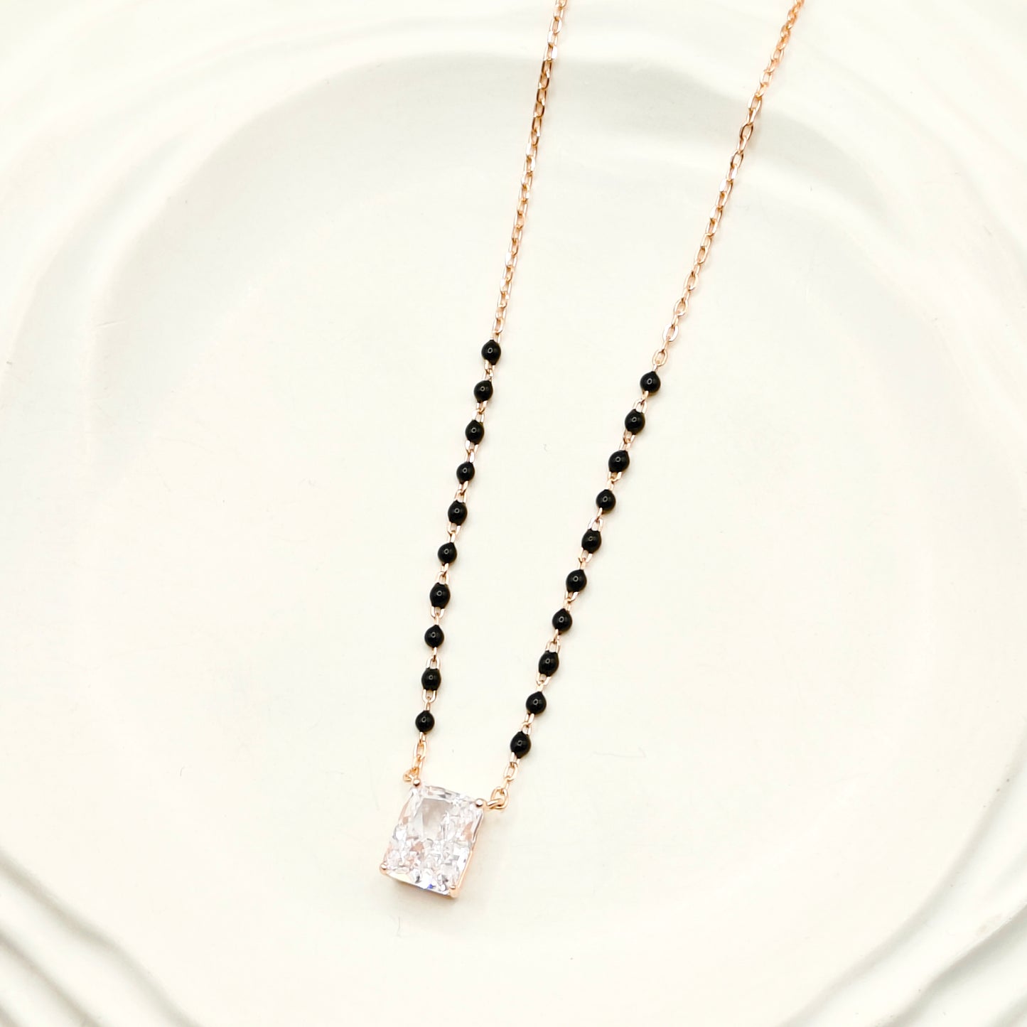 Solitaire Mangalsutra Set Rosegold Plated 925 Silver