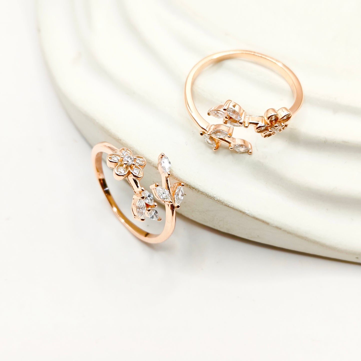 Flower Rosegold Plated Toering 925 Silver