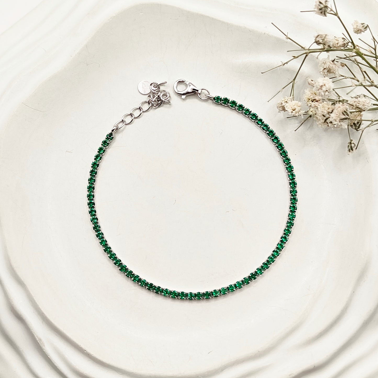 Emerald Tennis Bracelet 925 Silver