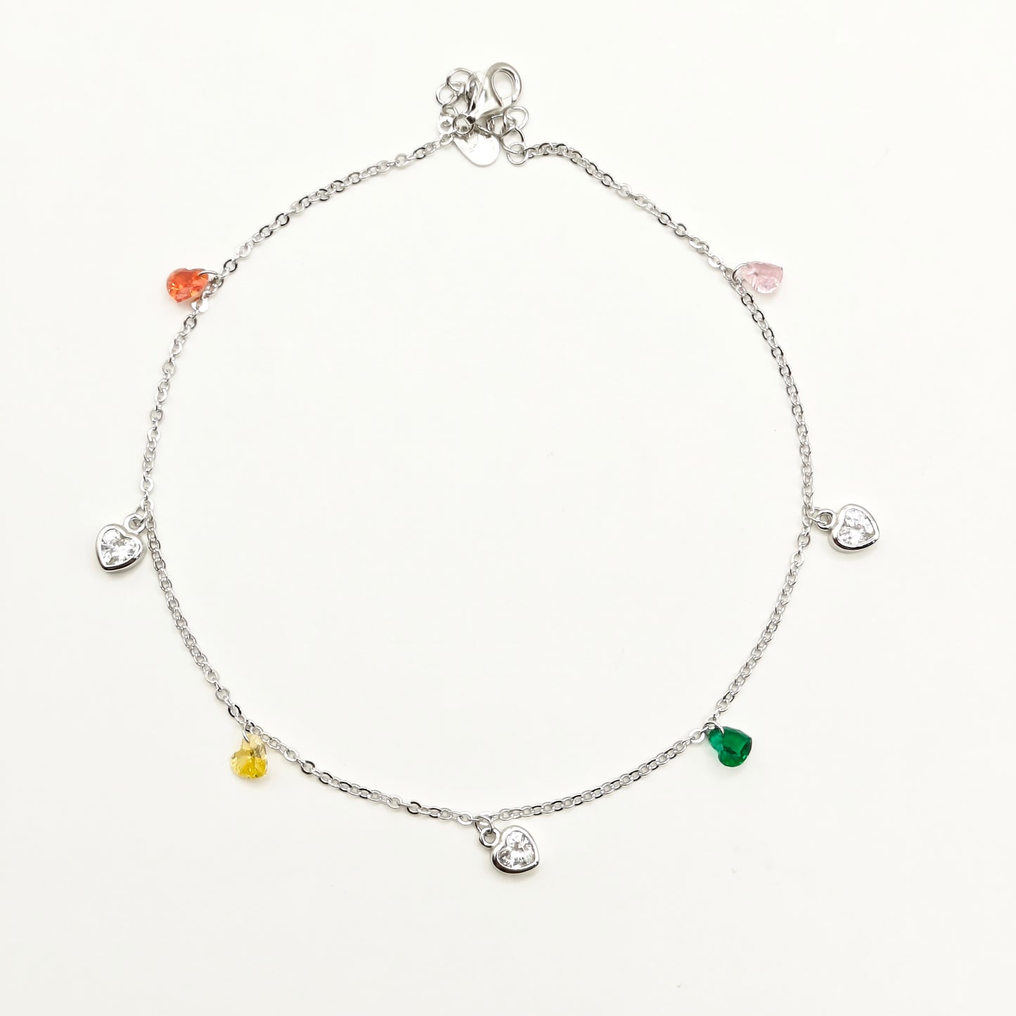 Heart Charm Anklet 925 Silver