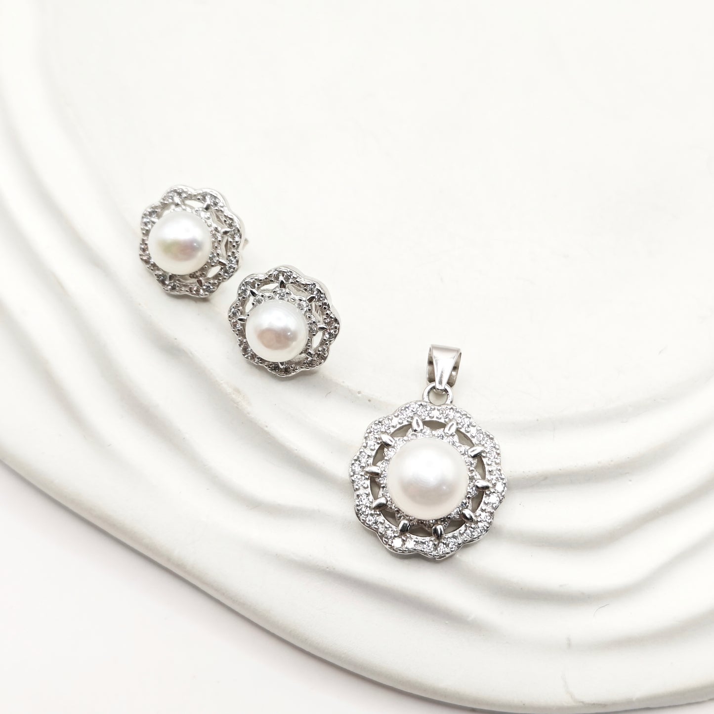 Pearl Jewellery Set 925 Silver