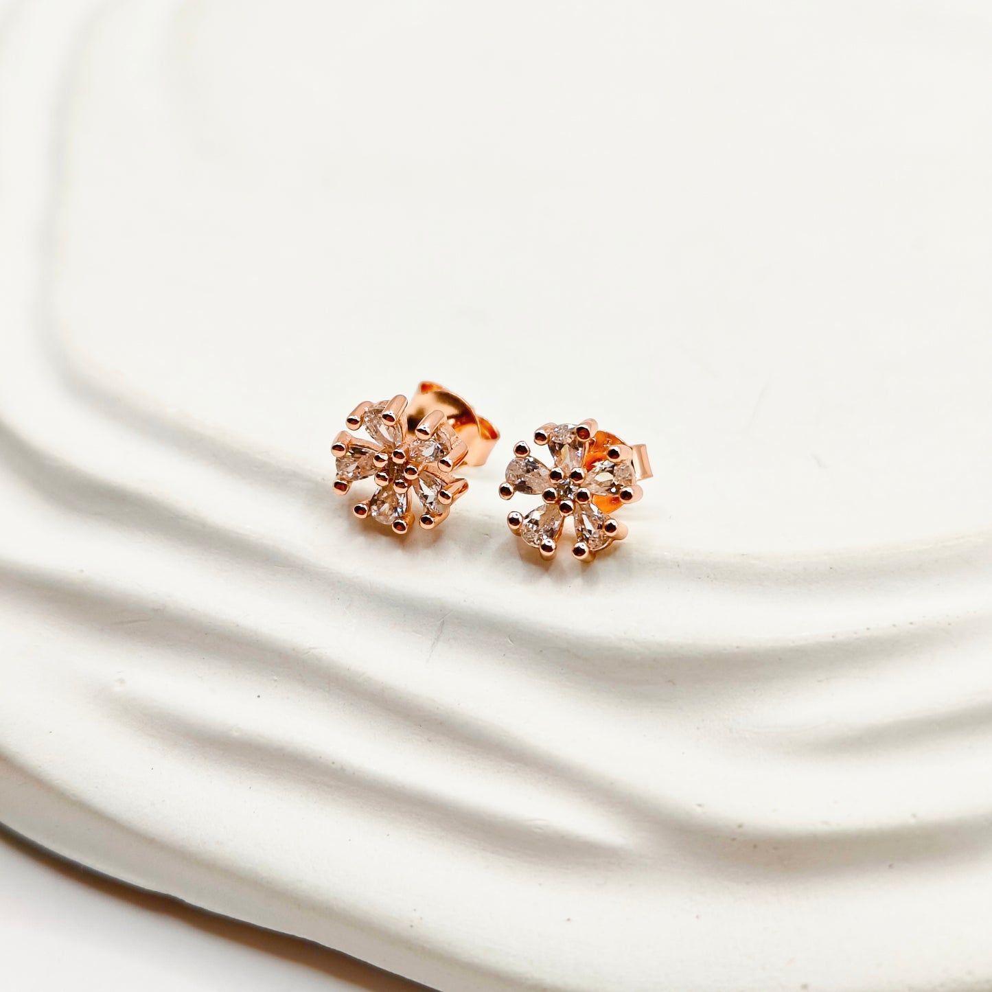 Flora Rosegold Plated Earrings 925 Silver