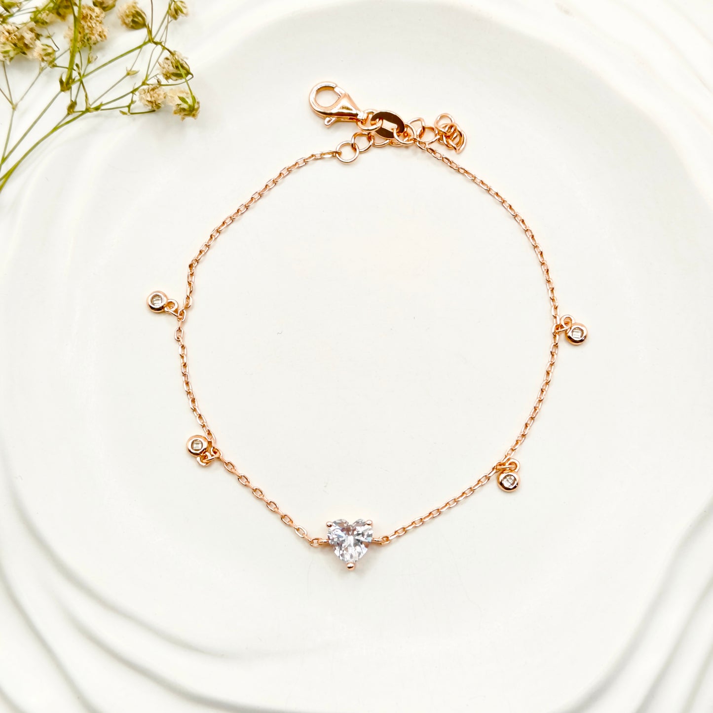 Heart Rosegold Plated Bracelet 925 Silver