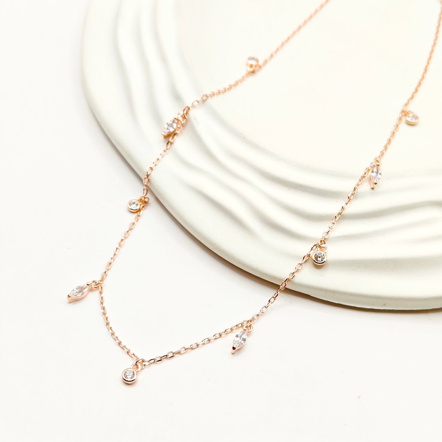 Drop Charm Rosegold Plated Jewellery Set 925 Silver