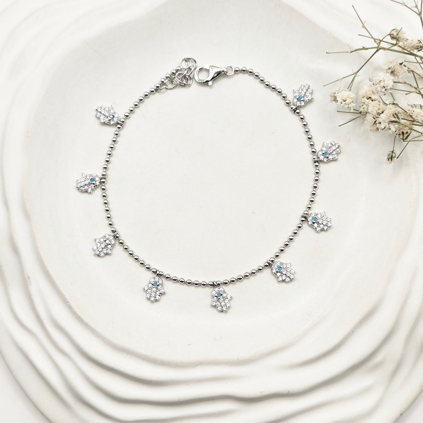 Hamsa Charm Bracelet 925 Silver