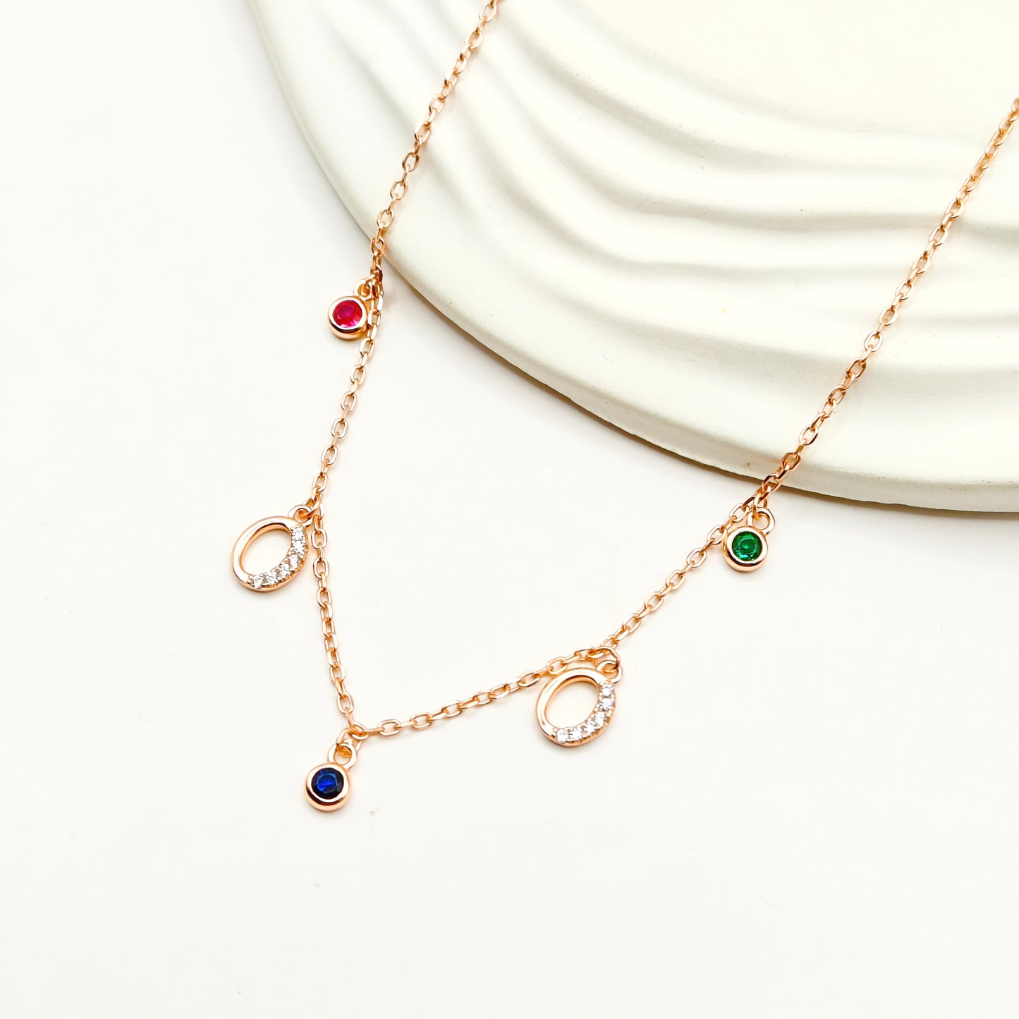 Halo Charm Rosegold Plated Jewellery Set 925 Silver