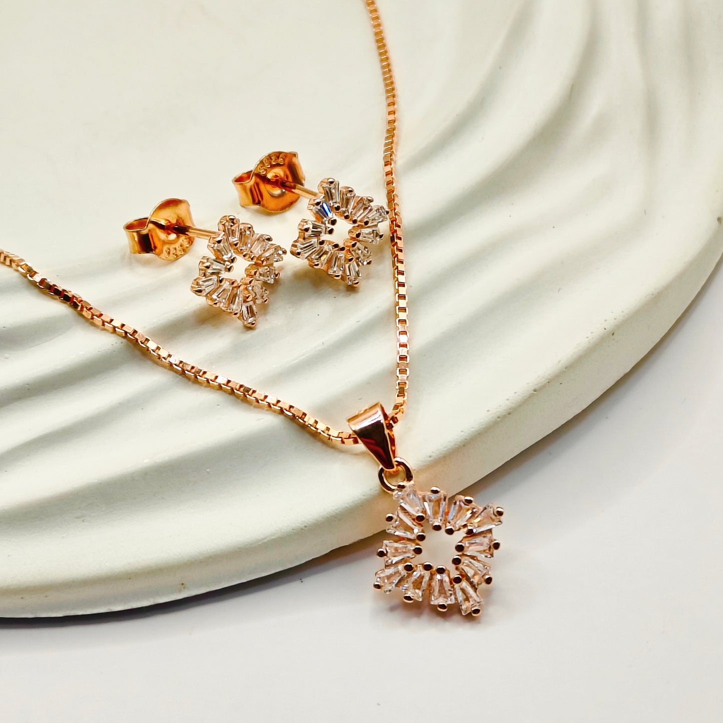 Hannah Jewellery Set Rosegold Plated 925 Silver