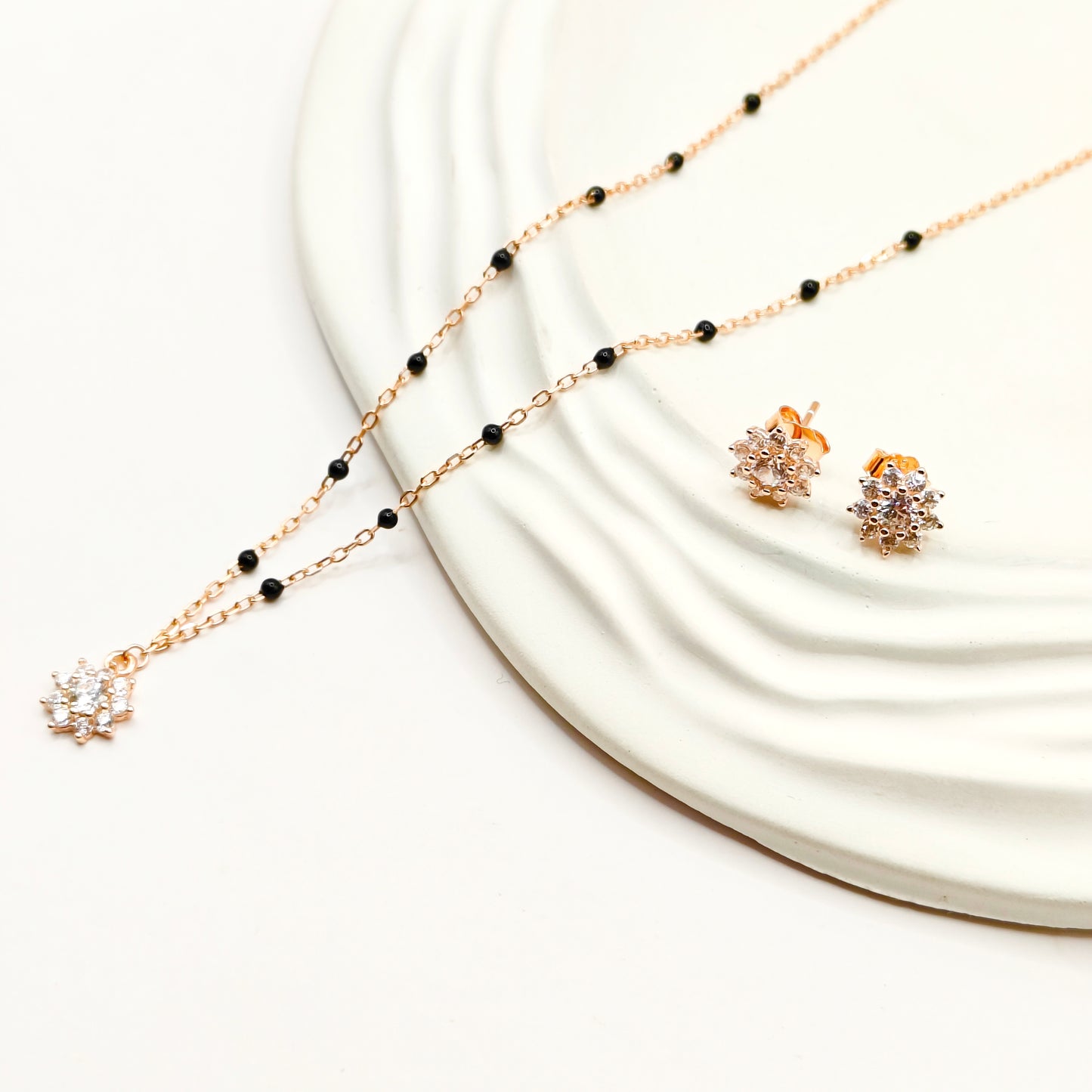 Daisy Rosegold Plated Jewellery Set 925 silver