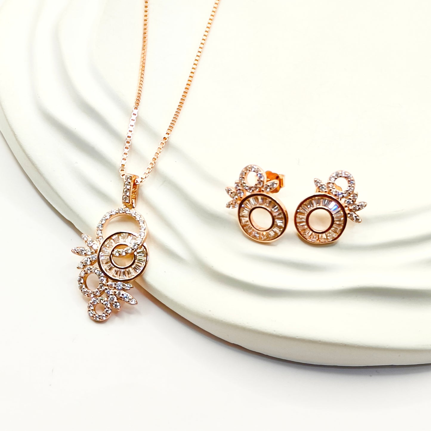 Esme Jewellery Set Rosegold Plated 925 Silver