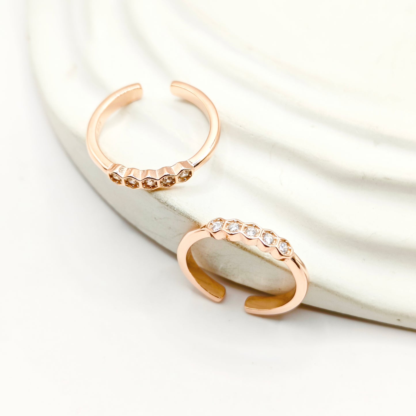 Hexa Rosegold Plated Toering 925 Silver