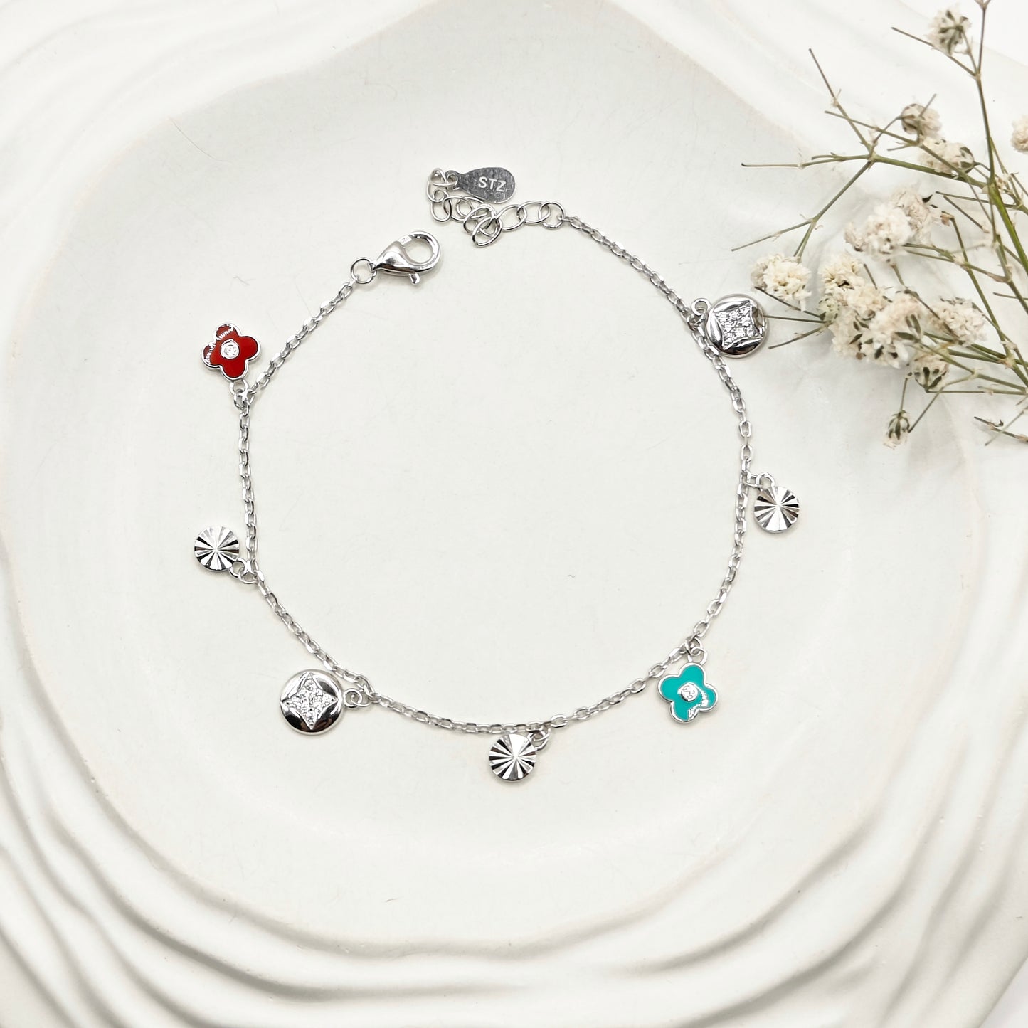 Clover Charm Bracelet 925 Silver