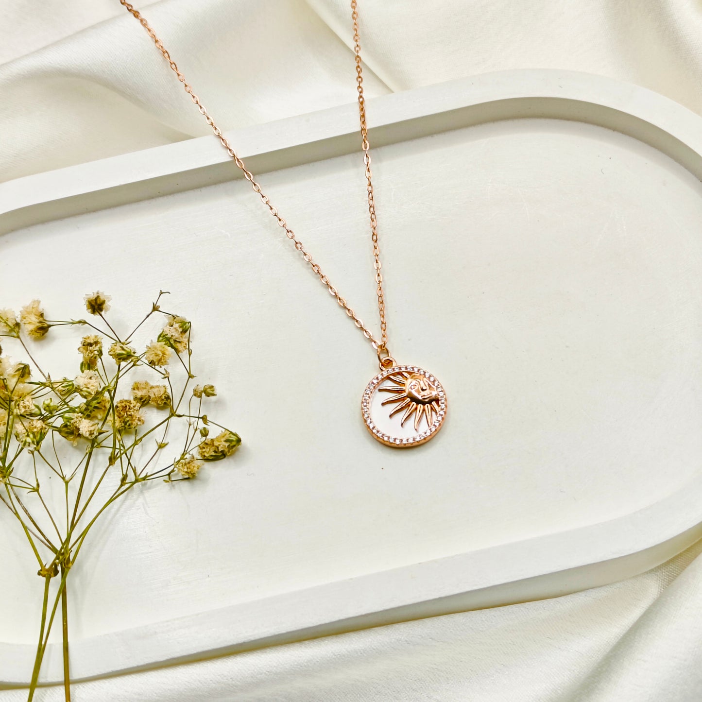 Luna Necklace Rosegold Plated 925 Silver