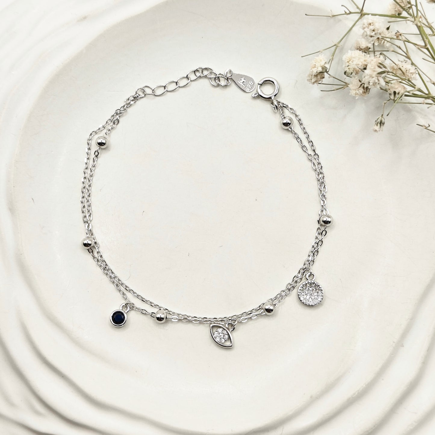 Evil Eye Charm Bracelet 925 Silver