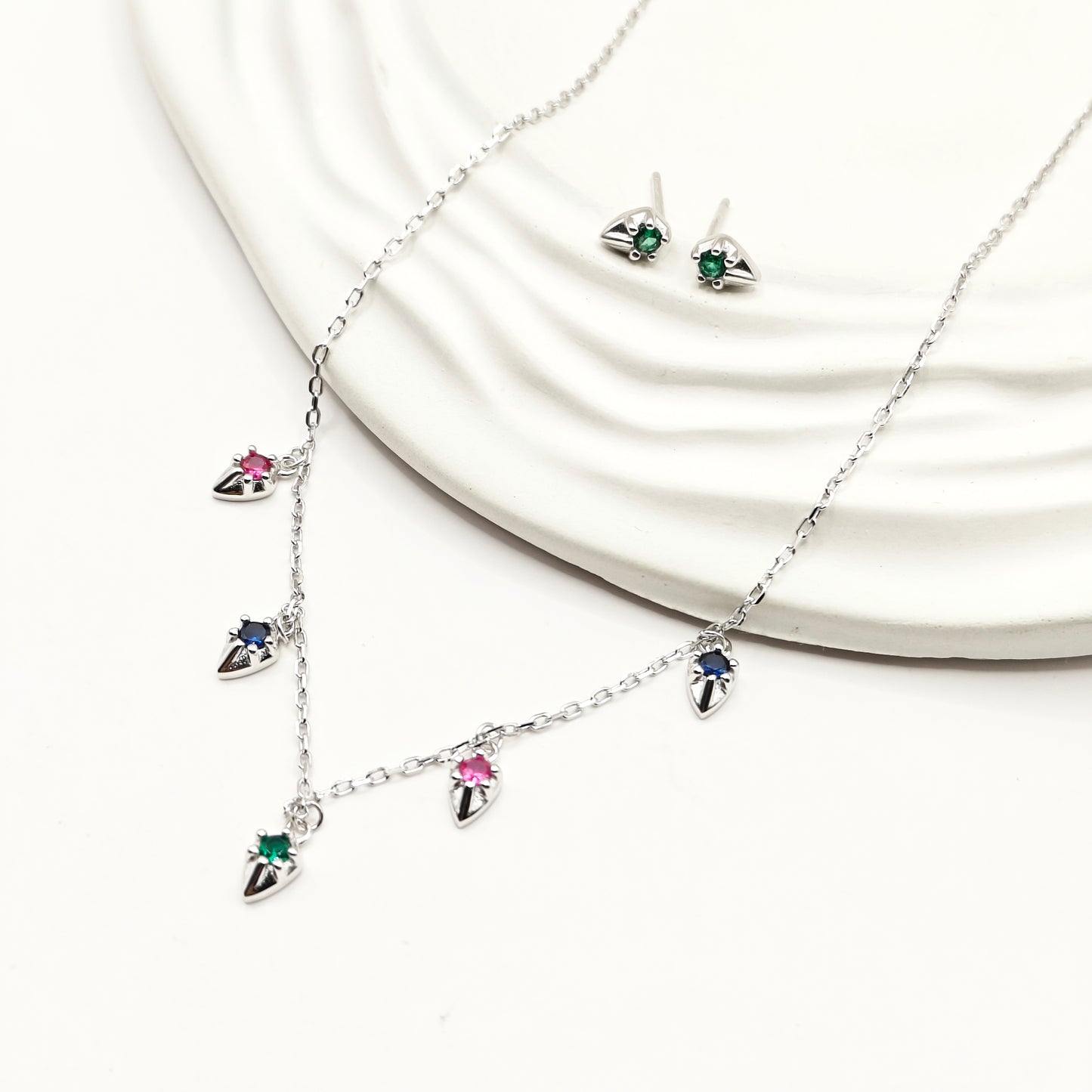 Drop Charm Jewellery Set 925 Silver
