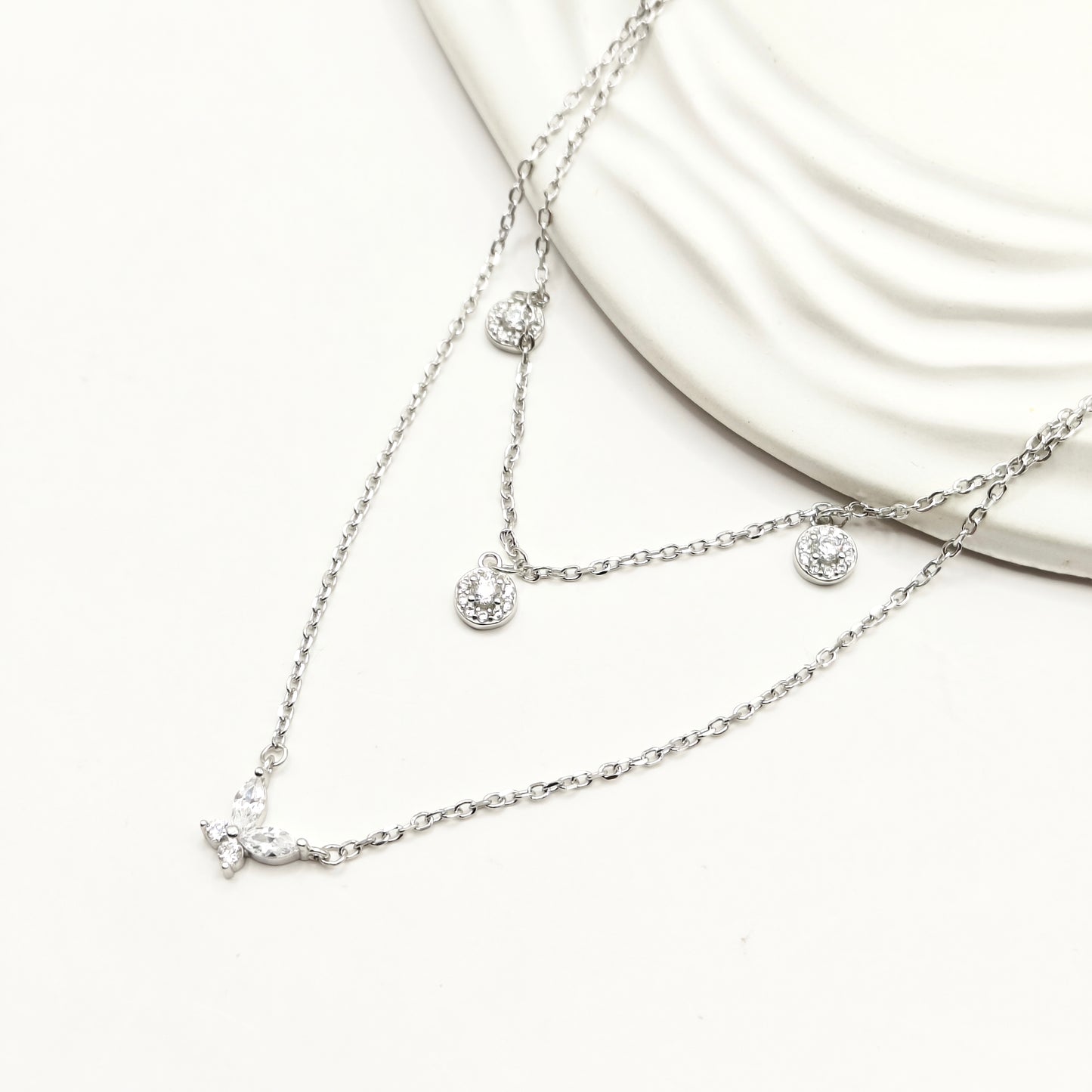 Butterfly Layered Jewellery Set 925 Silver