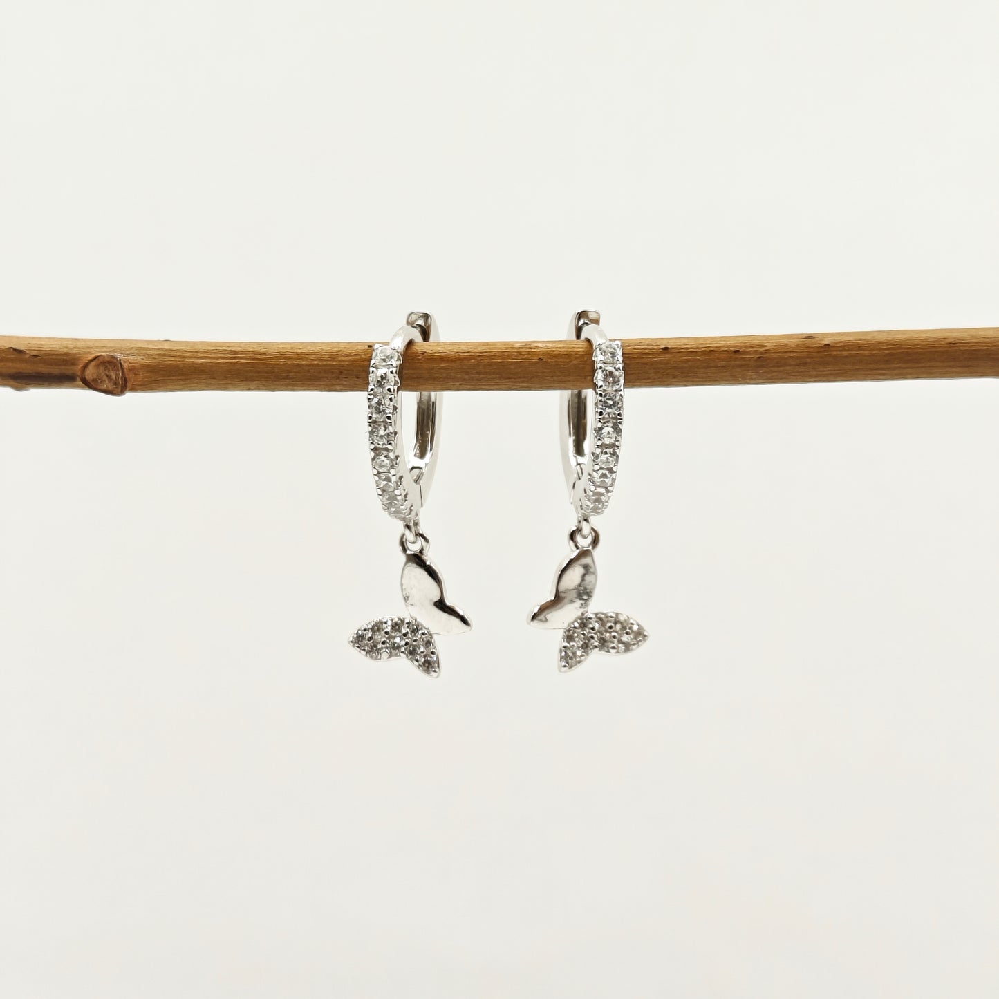 Butterfly Hoop Huggie Earrings 925 Silver