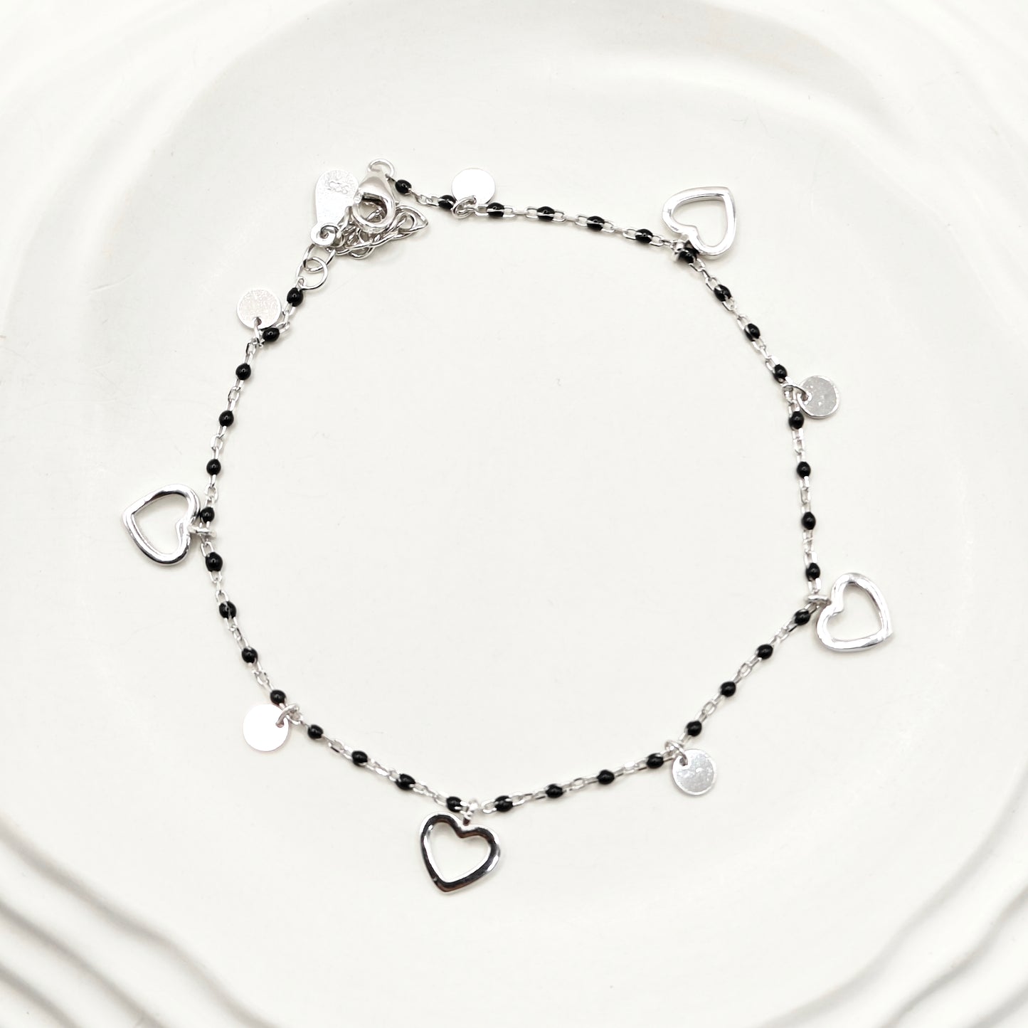 Heart Charm Bracelet 925 Silver
