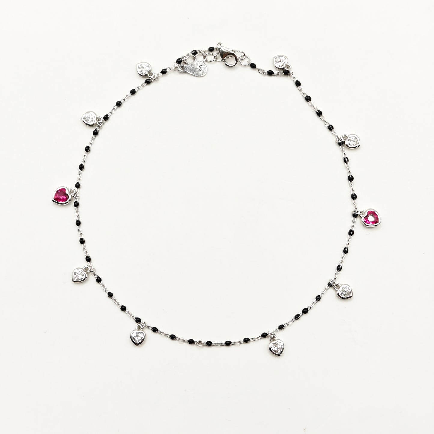 Heart Charm Anklet 925 Silver