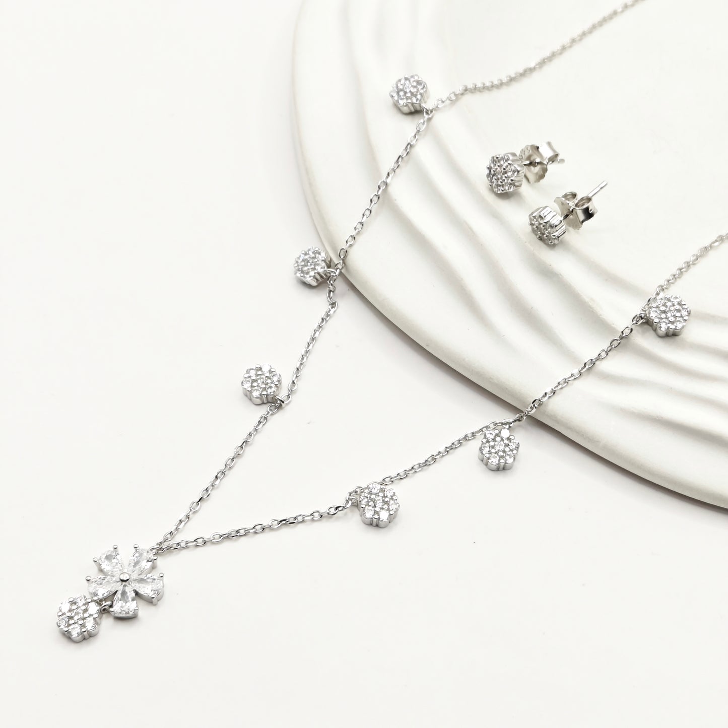 Flora Charm Jewellery Set 925 Silver