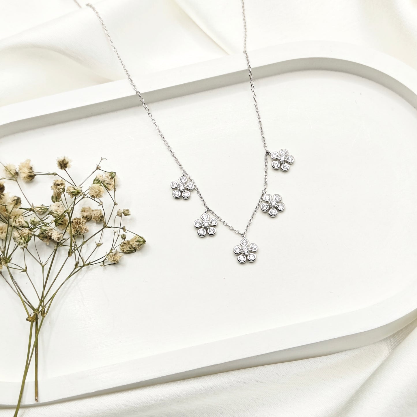 Wildflower Charm Necklace 925 Silver